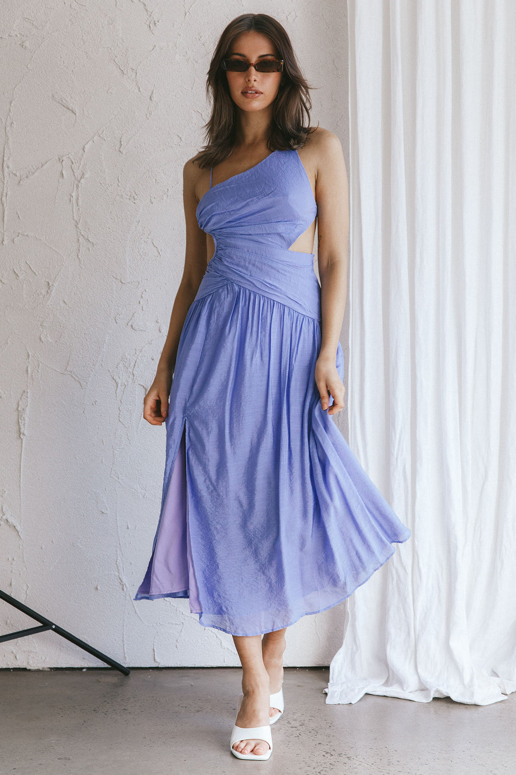 Destination Open Back Midi Dress Purple by Selfie Leslie