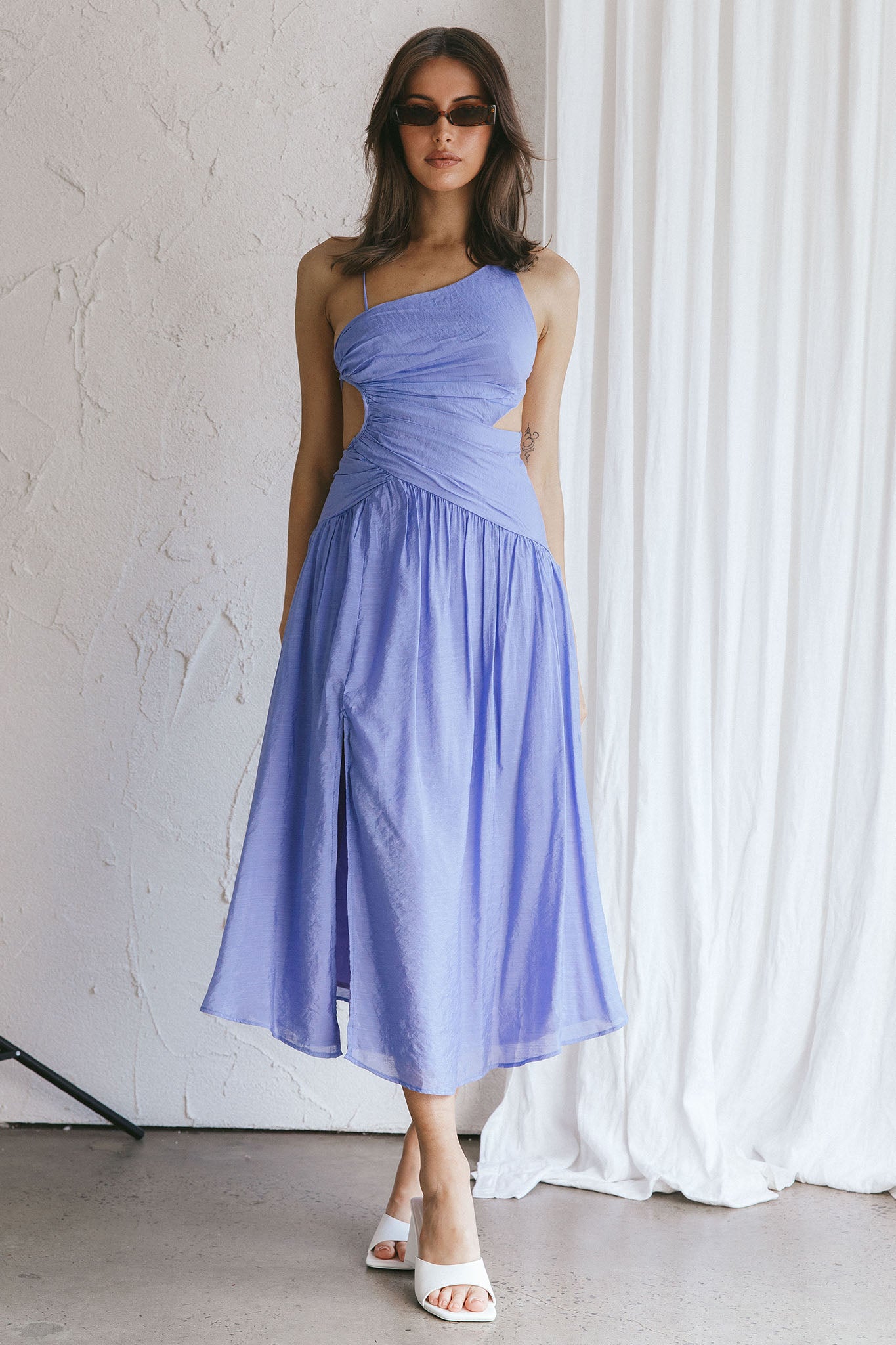 Destination Open Back Midi Dress Purple by Selfie Leslie