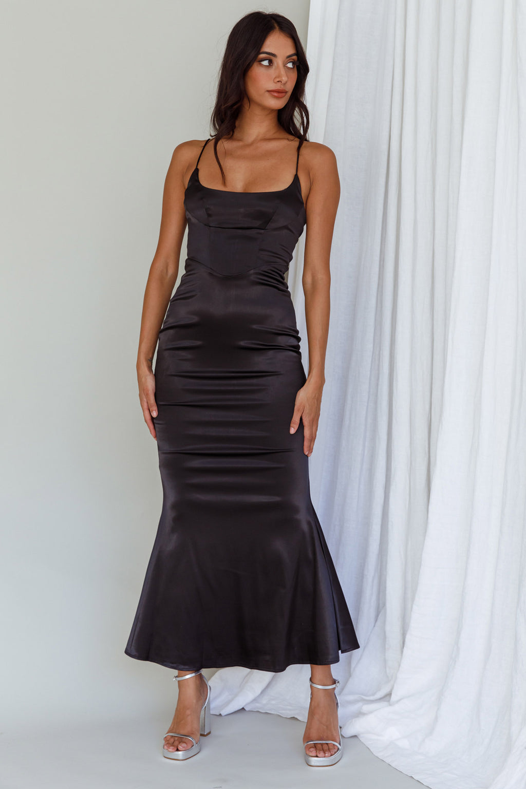 Moon Rising Mermaid Maxi Dress Black by Selfie Leslie
