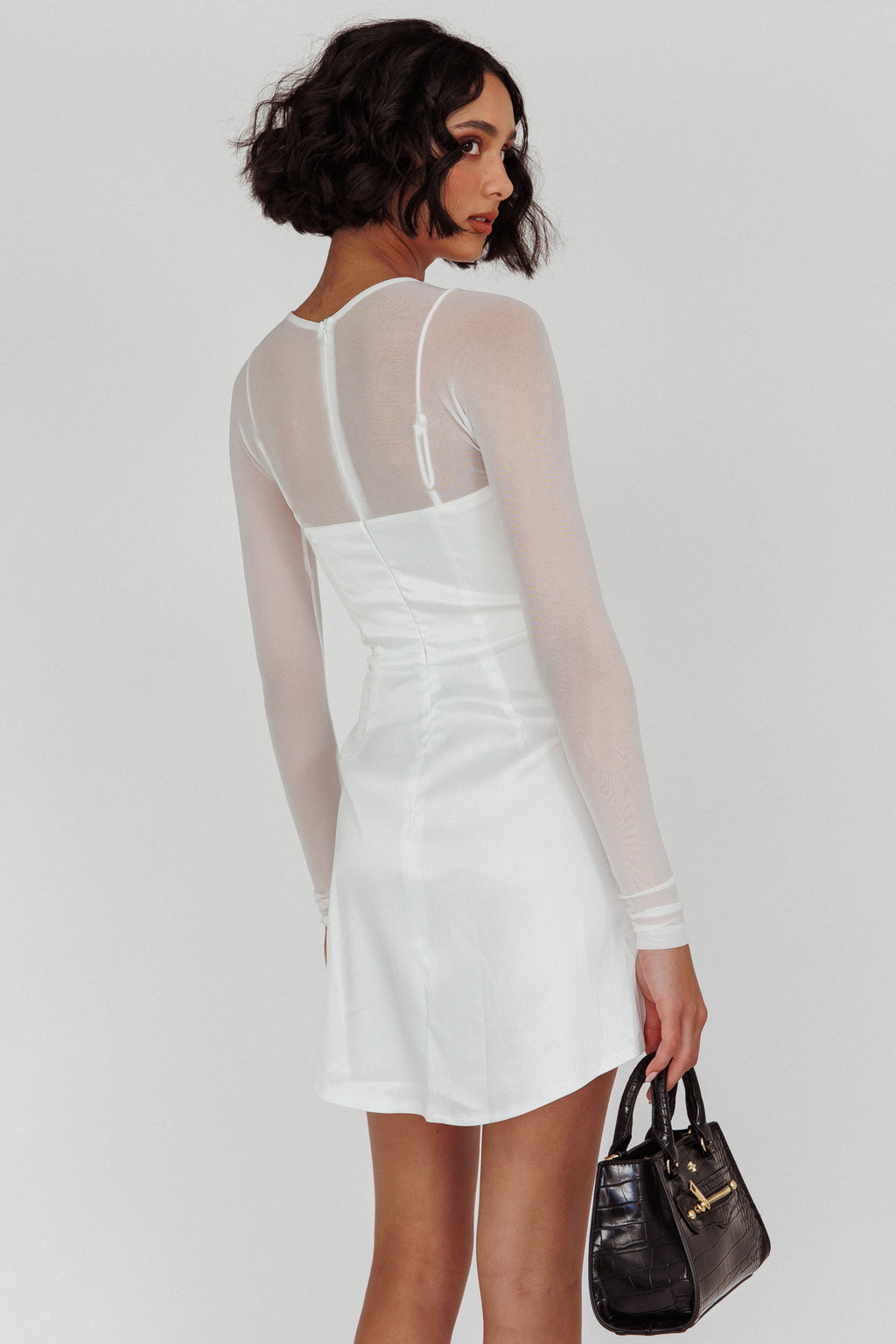 Moon Rising Faux Bolero Mini Dress White by Selfie Leslie