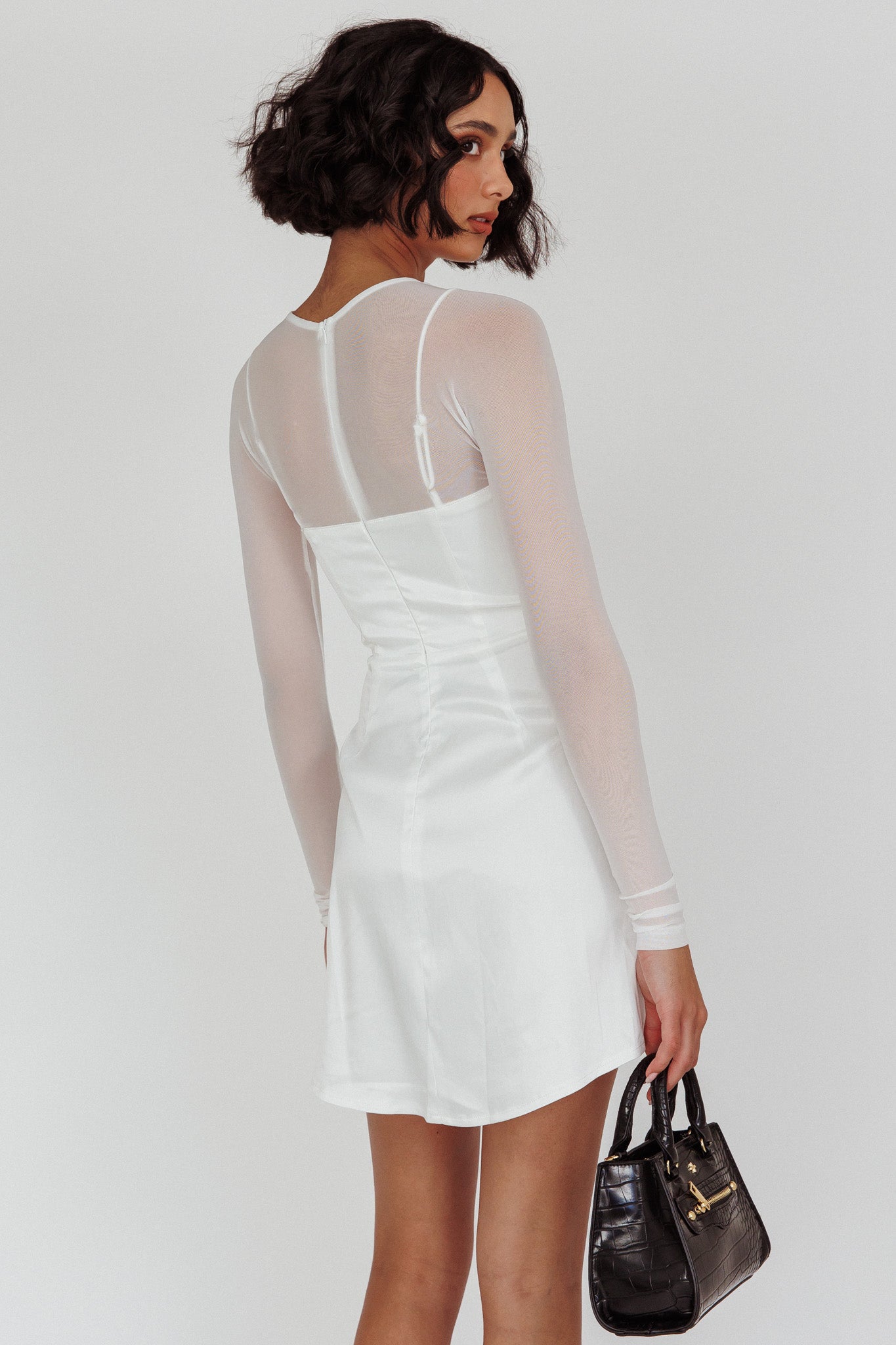 Moon Rising Faux Bolero Mini Dress White by Selfie Leslie