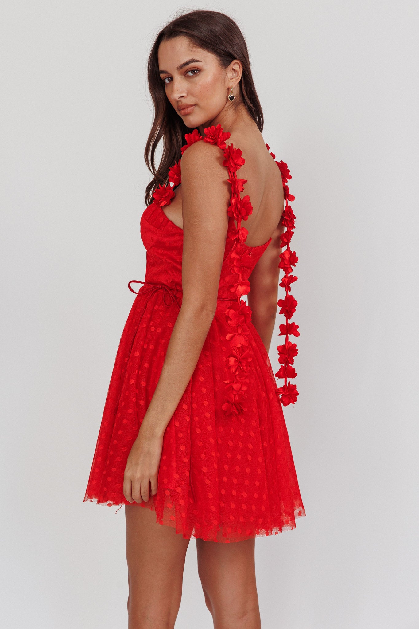 Fairytale Dream Floral Strap Mini Dress Red by Selfie Leslie