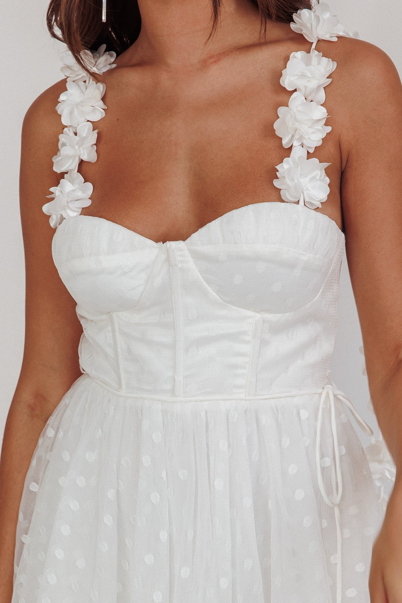 Fairytale Dream Floral Strap Mini Dress White by Selfie Leslie