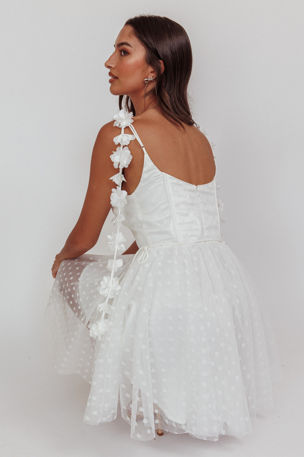 Fairytale Dream Floral Strap Mini Dress White by Selfie Leslie