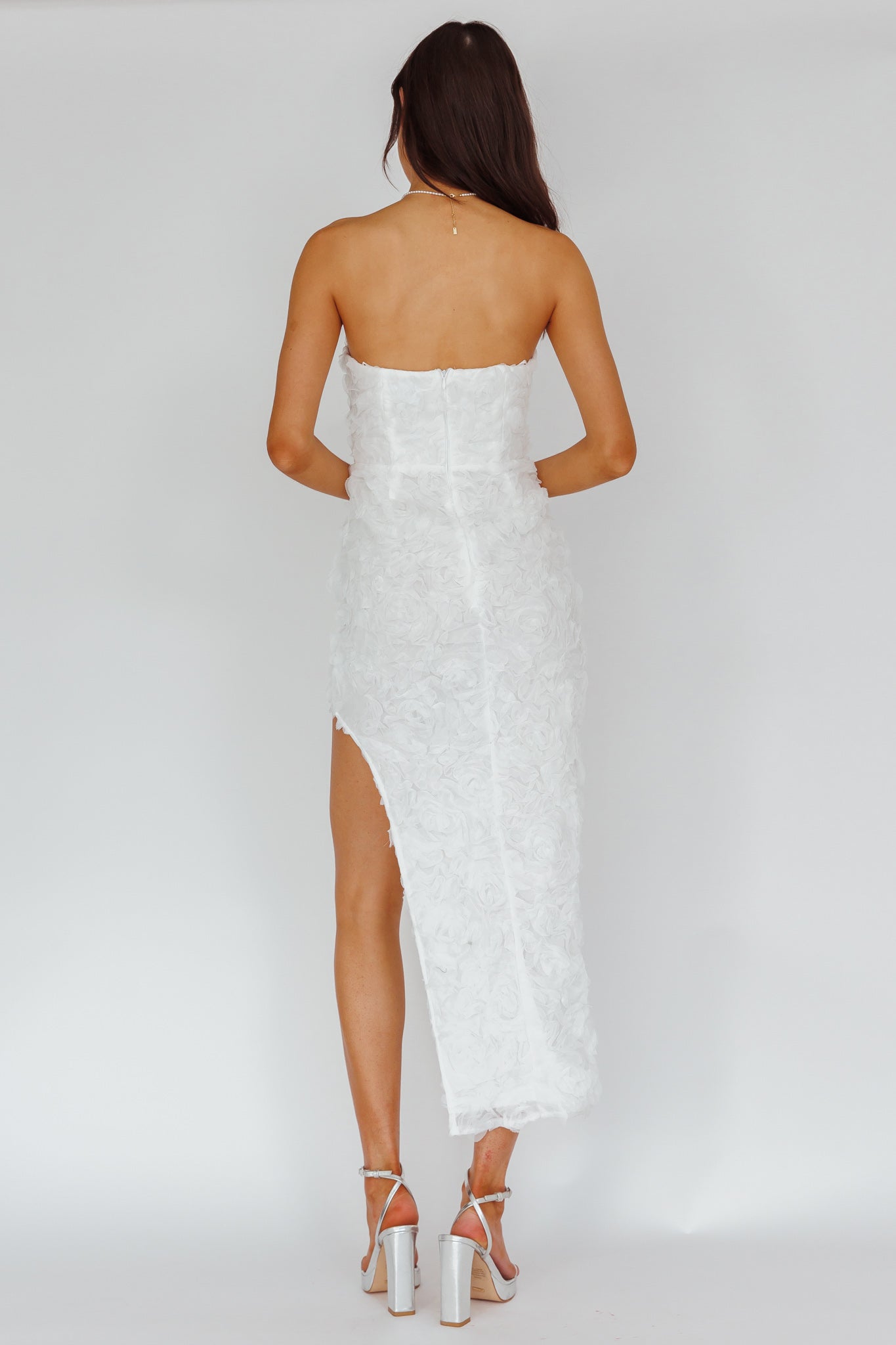 In Paris Embellished Midi Dress White by Selfie Leslie