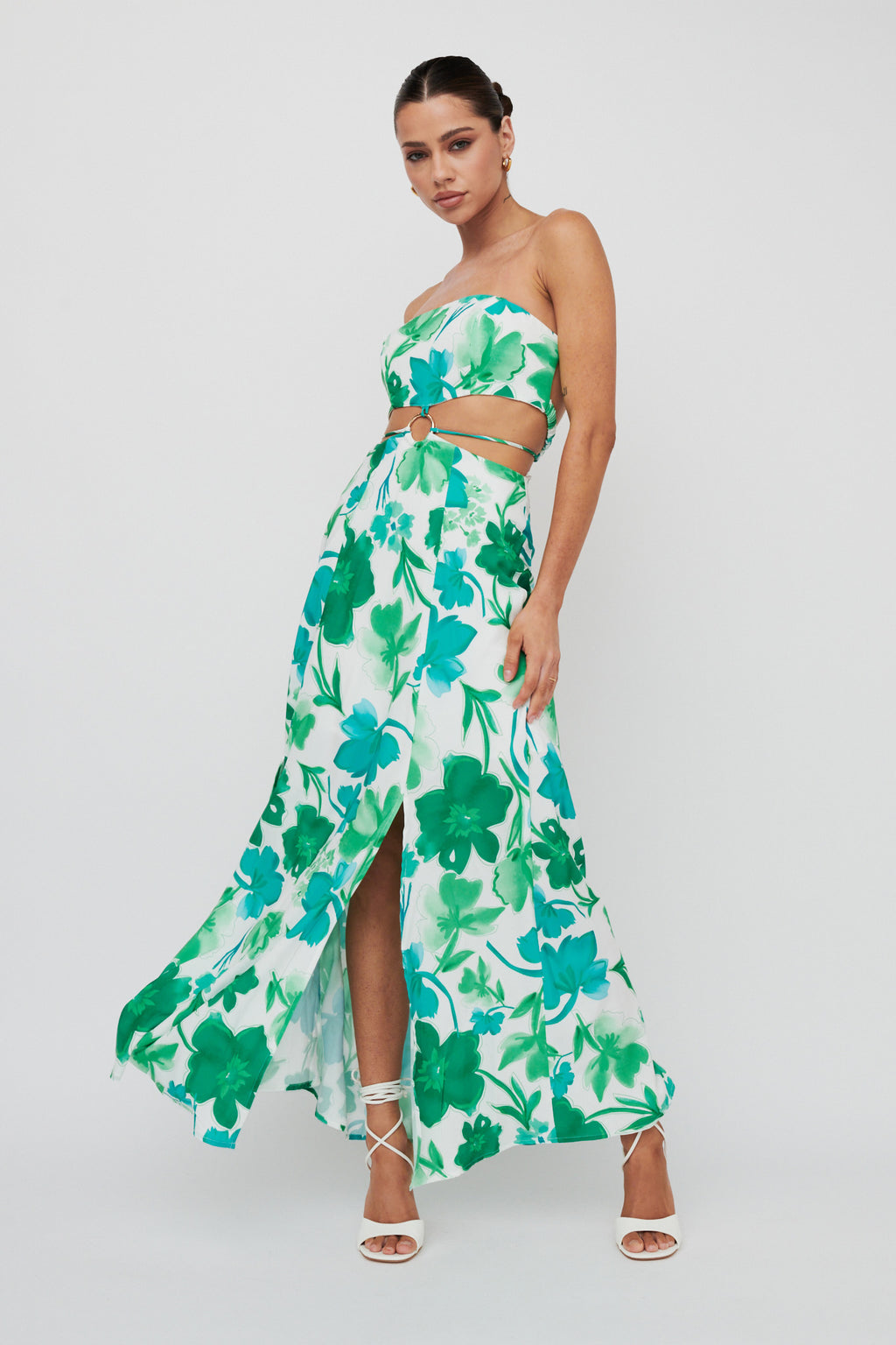 Tuscan Summers Strapless Cut-Out Midi Dress Green by Selfie Leslie