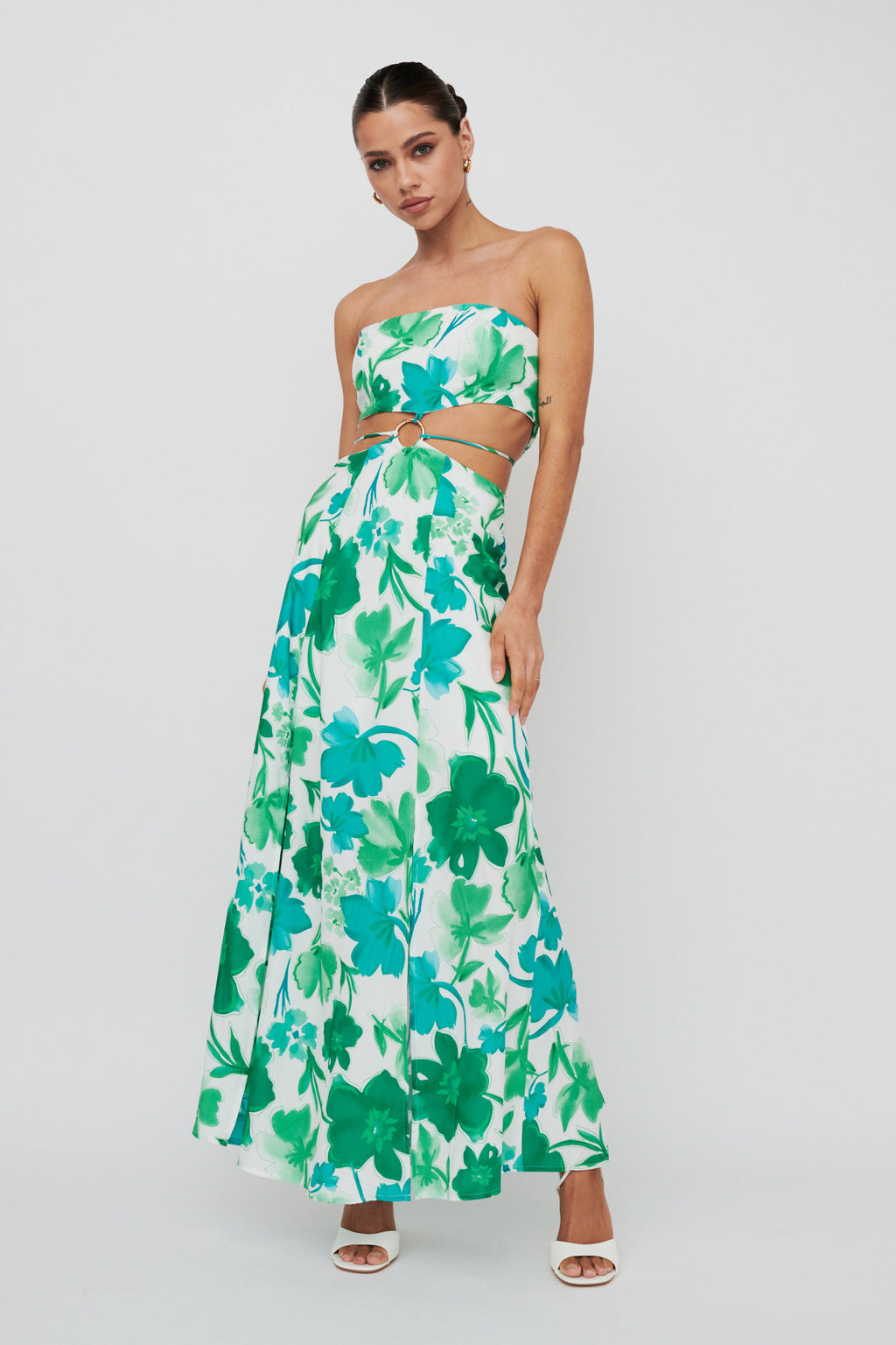 Tuscan Summers Strapless Cut-Out Midi Dress Green by Selfie Leslie