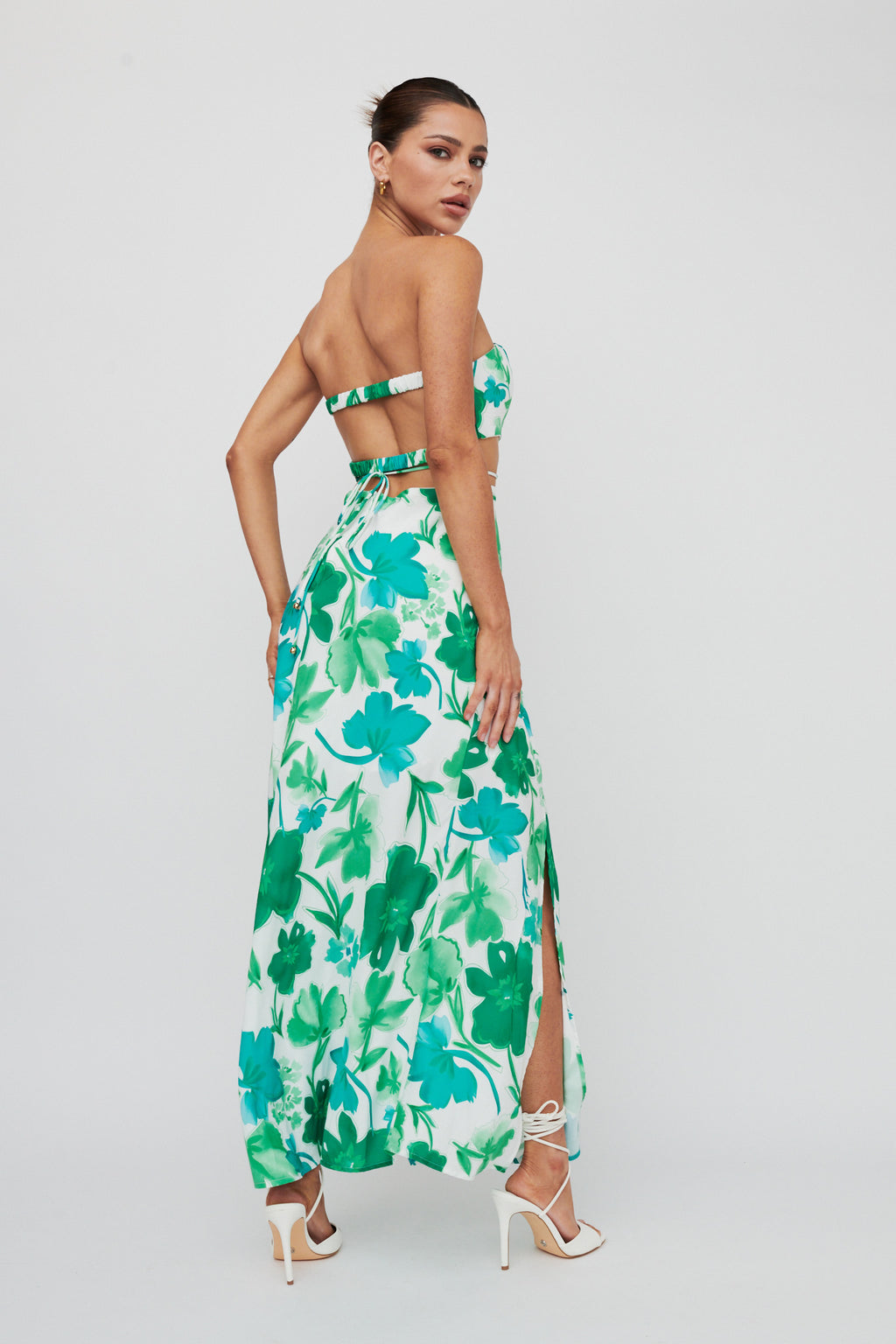 Tuscan Summers Strapless Cut-Out Midi Dress Green by Selfie Leslie