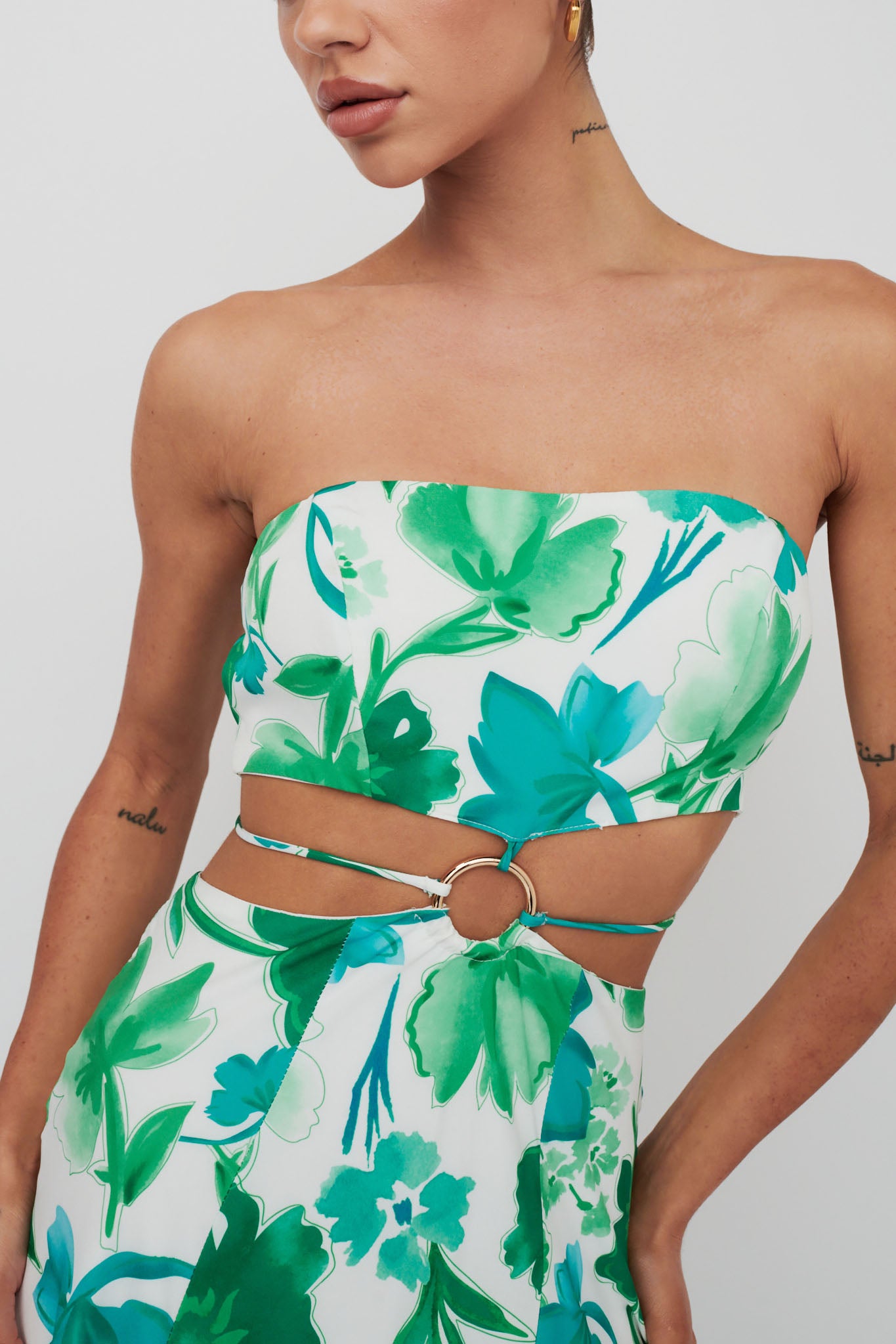 Tuscan Summers Strapless Cut-Out Midi Dress Green by Selfie Leslie