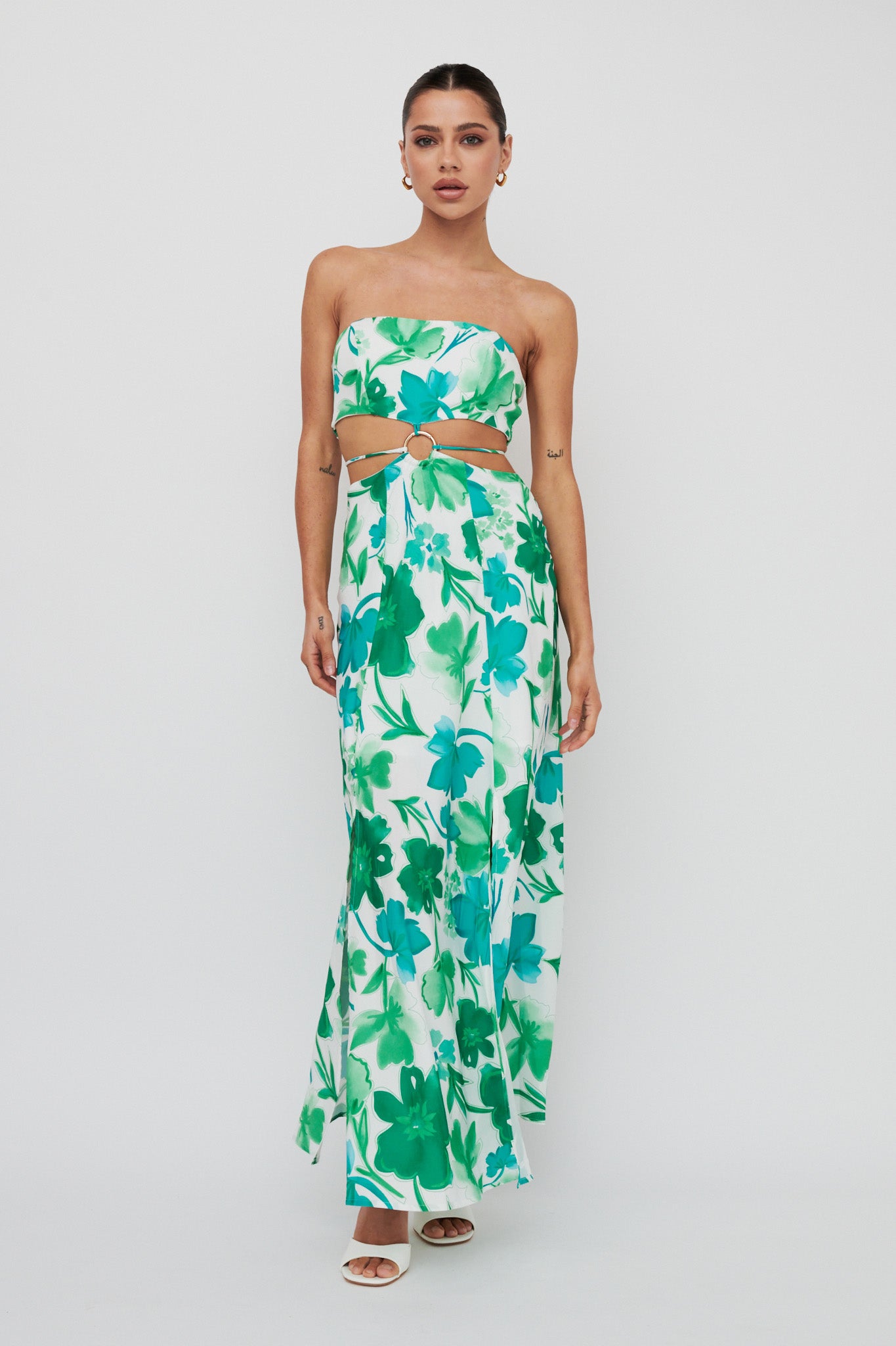 Tuscan Summers Strapless Cut-Out Midi Dress Green by Selfie Leslie