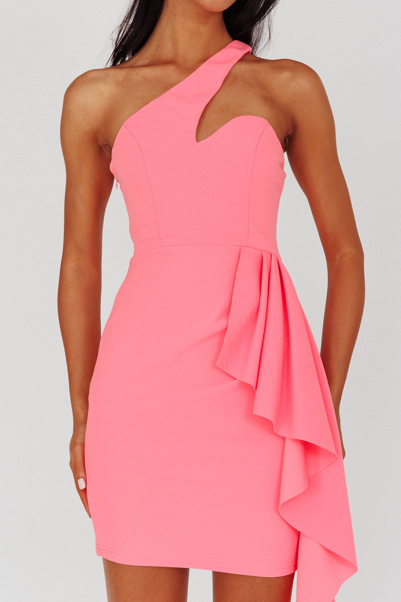Shooting Stars One-Shoulder Mini Dress Pink by Selfie Leslie