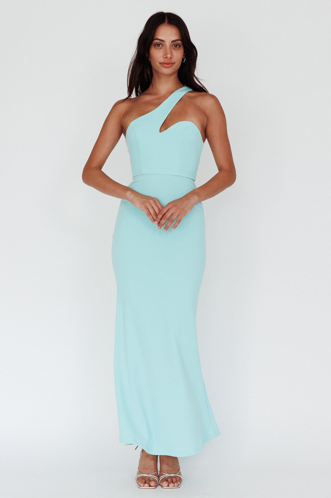 mint green one shoulder maxi dress Shooting Stars One-Shoulder Maxi Dress Mint