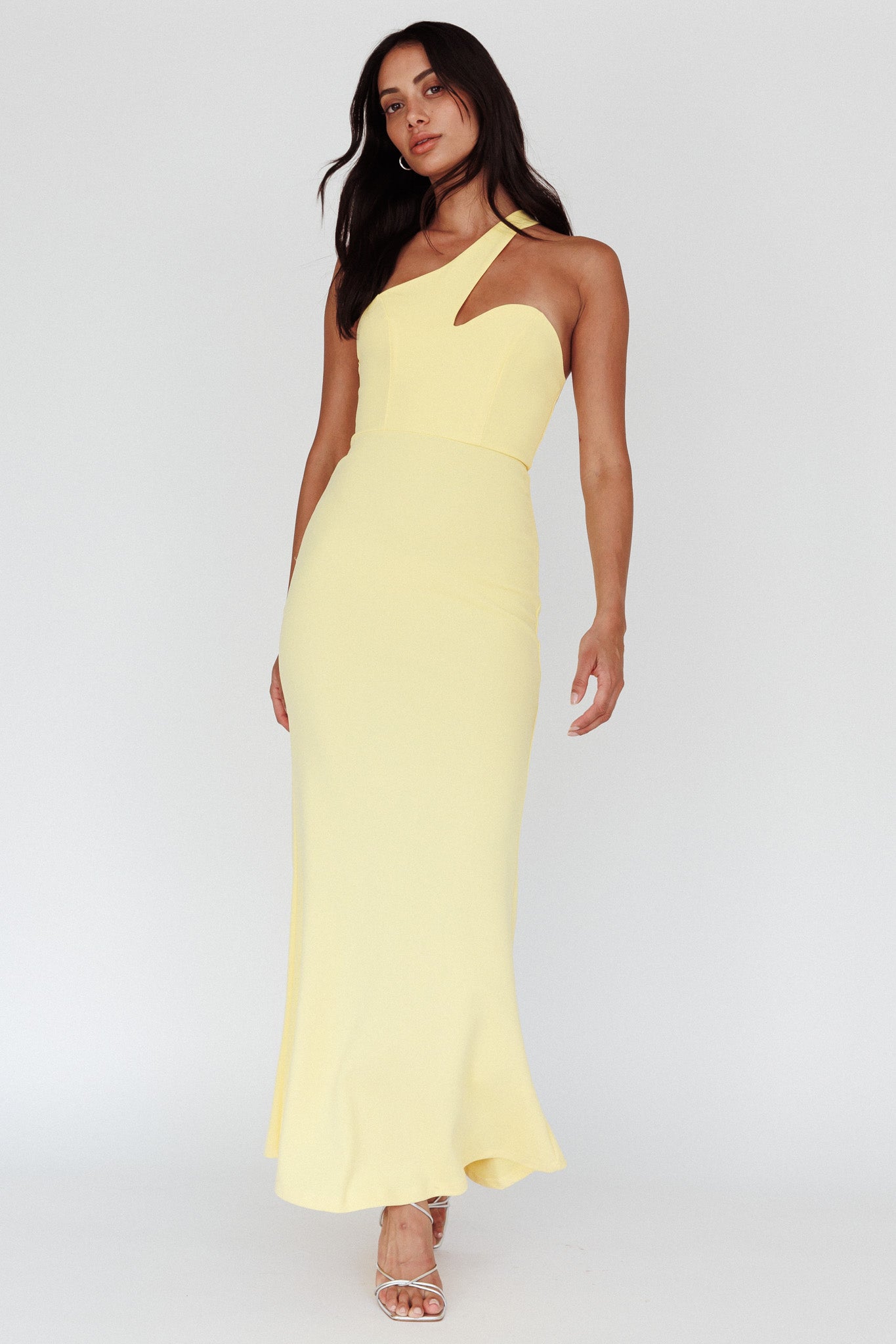 Shooting Stars One-Shoulder Maxi Dress Yellow by Selfie Leslie