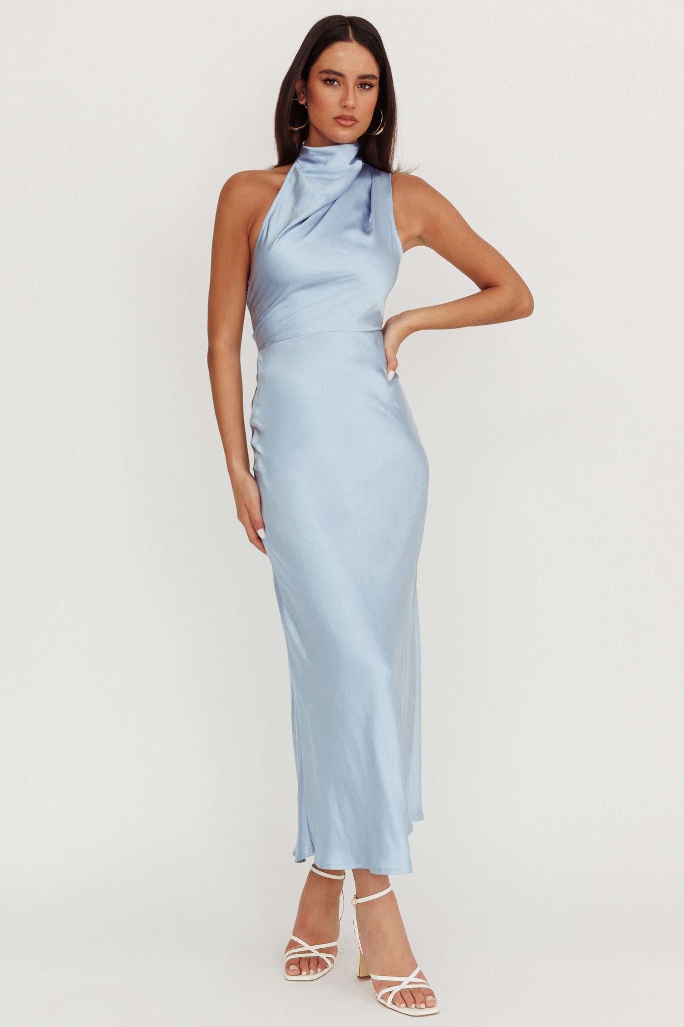 Shana Halterneck Maxi Dress Blue by Selfie Leslie