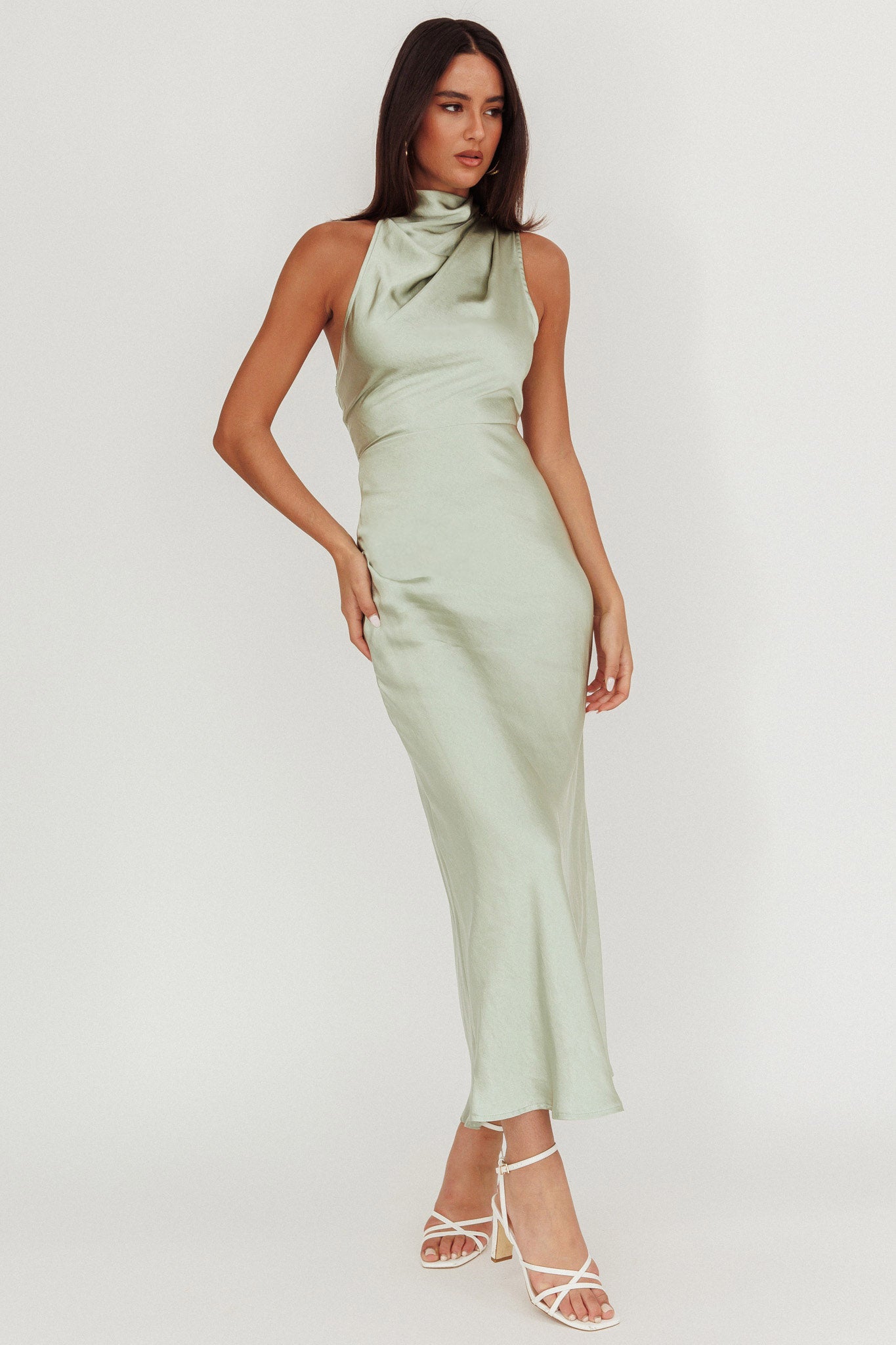Shana Halterneck Maxi Dress Sage by Selfie Leslie