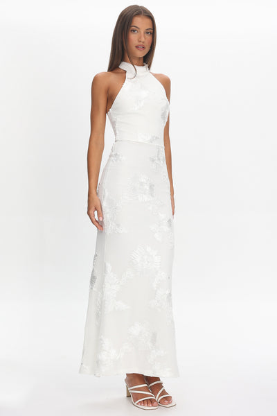 Shana Halterneck Maxi Dress Embellished White | Selfie Leslie