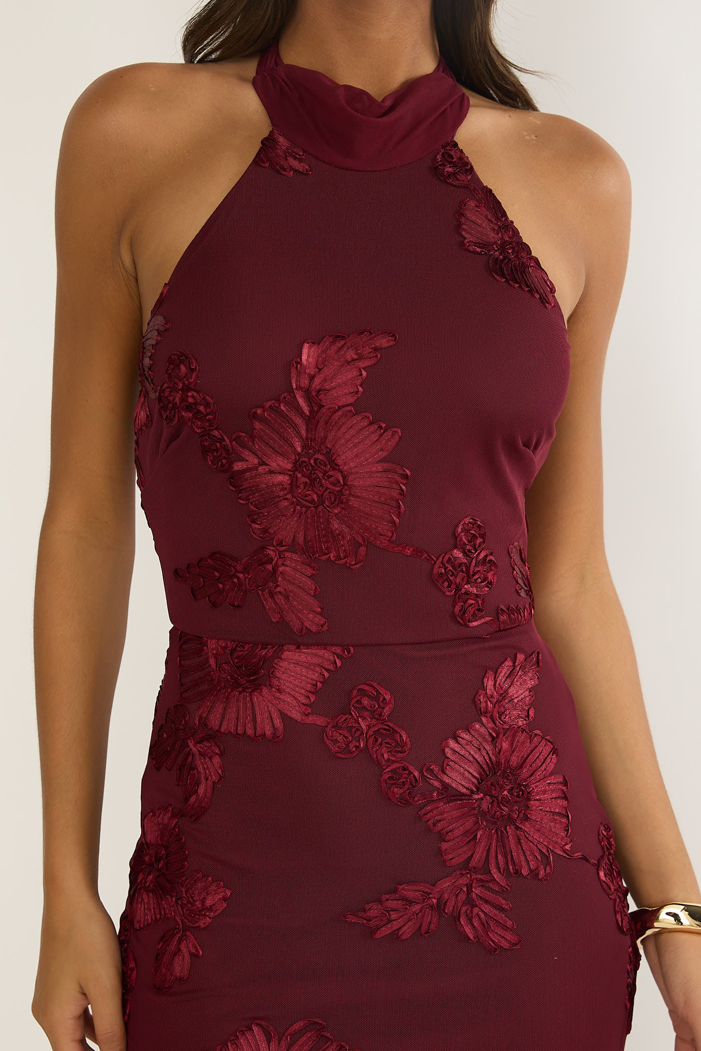 Shana Halterneck Maxi Dress Embellished Wine Selfie Leslie Shana Halterneck Maxi Dress Embellished Wine Selfie Leslie