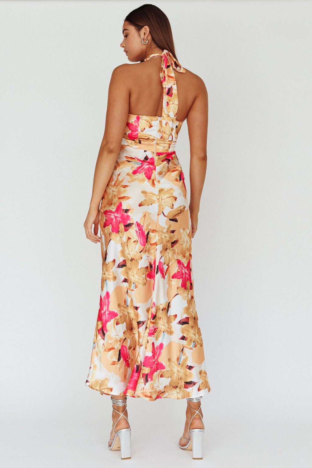 Shana Halterneck Maxi Dress Floral Pink by Selfie Leslie