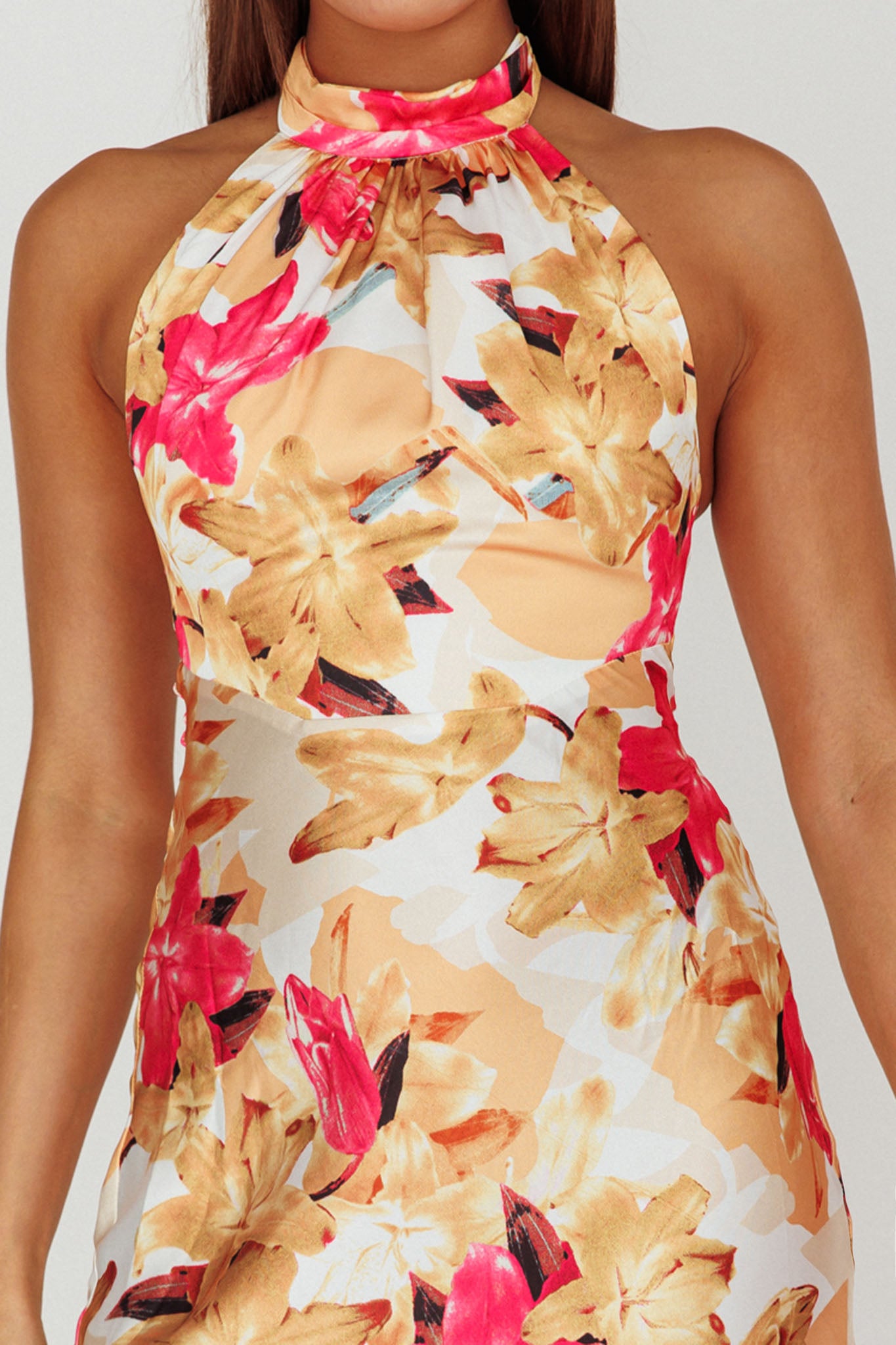 Shana Halterneck Maxi Dress Floral Pink by Selfie Leslie
