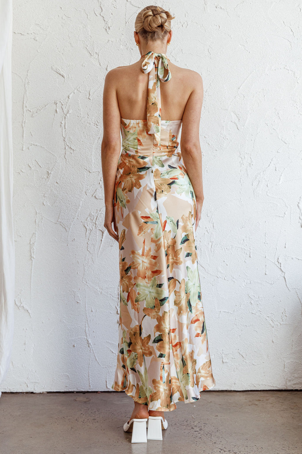 Shana Halterneck Maxi Dress Floral Yellow by Selfie Leslie