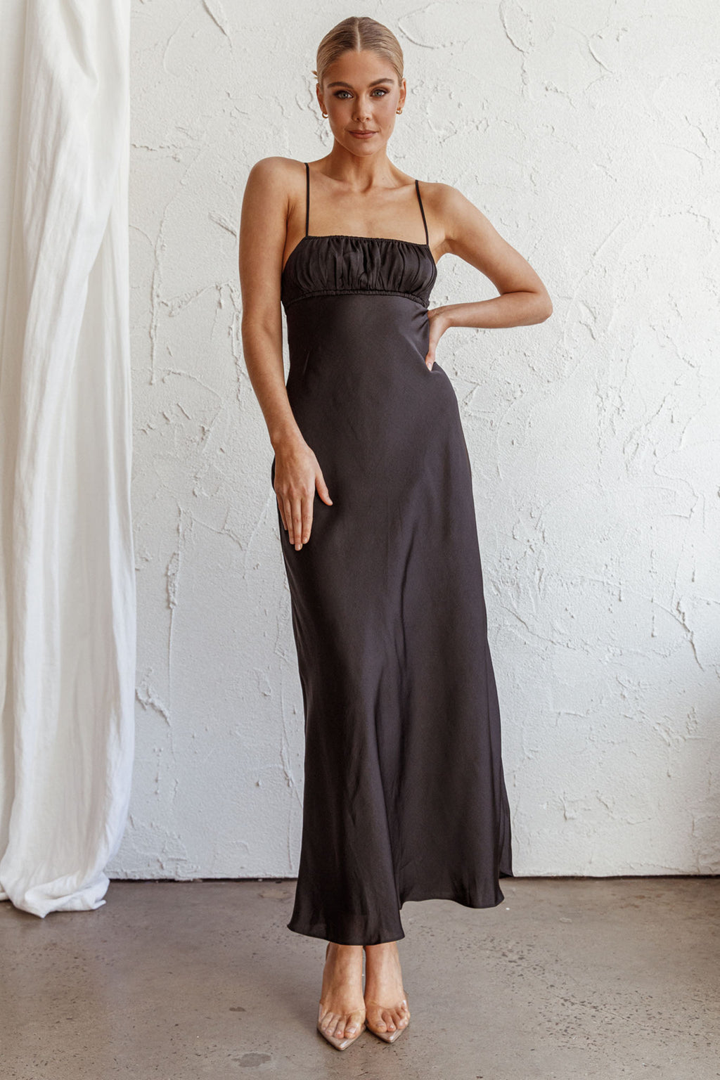 From Above V-Back Midi Dress Black by Selfie Leslie