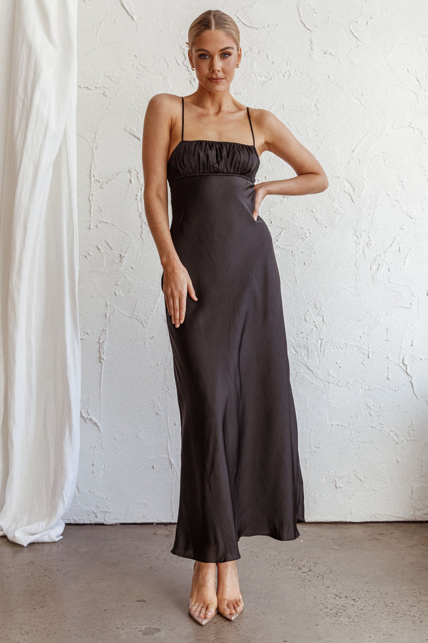 From Above V-Back Midi Dress Black by Selfie Leslie