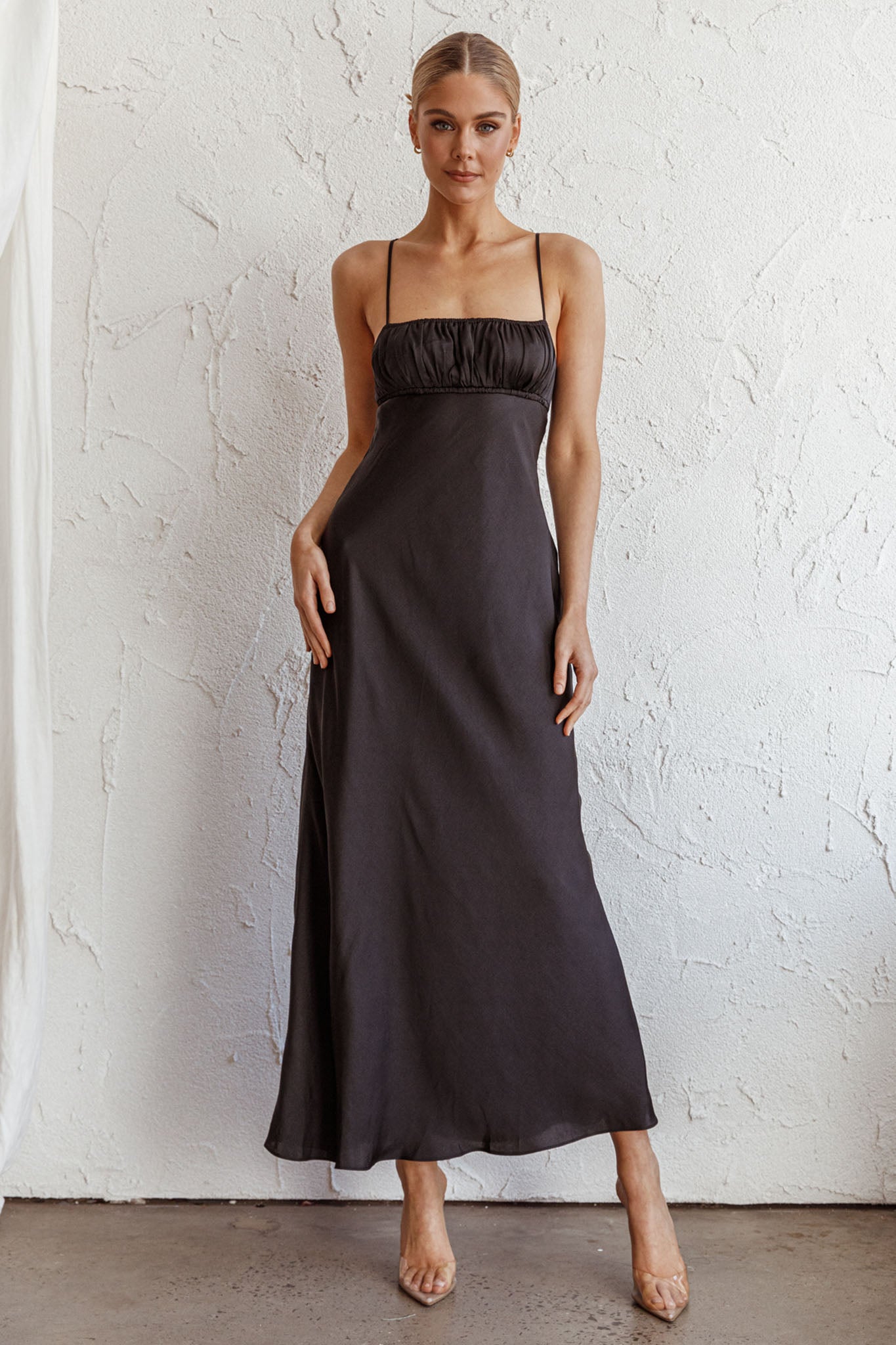 From Above V-Back Midi Dress Black by Selfie Leslie
