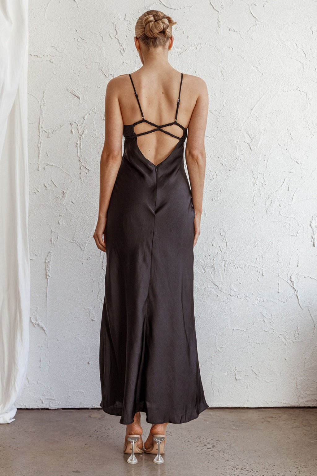From Above V-Back Midi Dress Black by Selfie Leslie