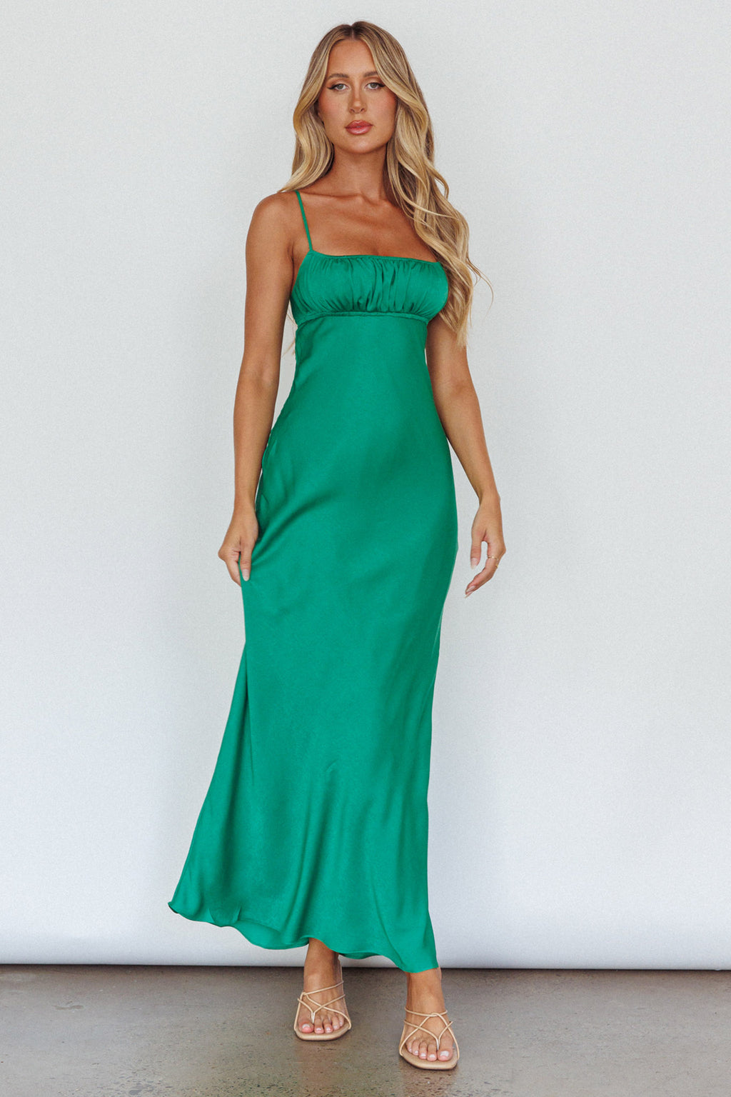 From Above V-Back Midi Dress Forest Green by Selfie Leslie