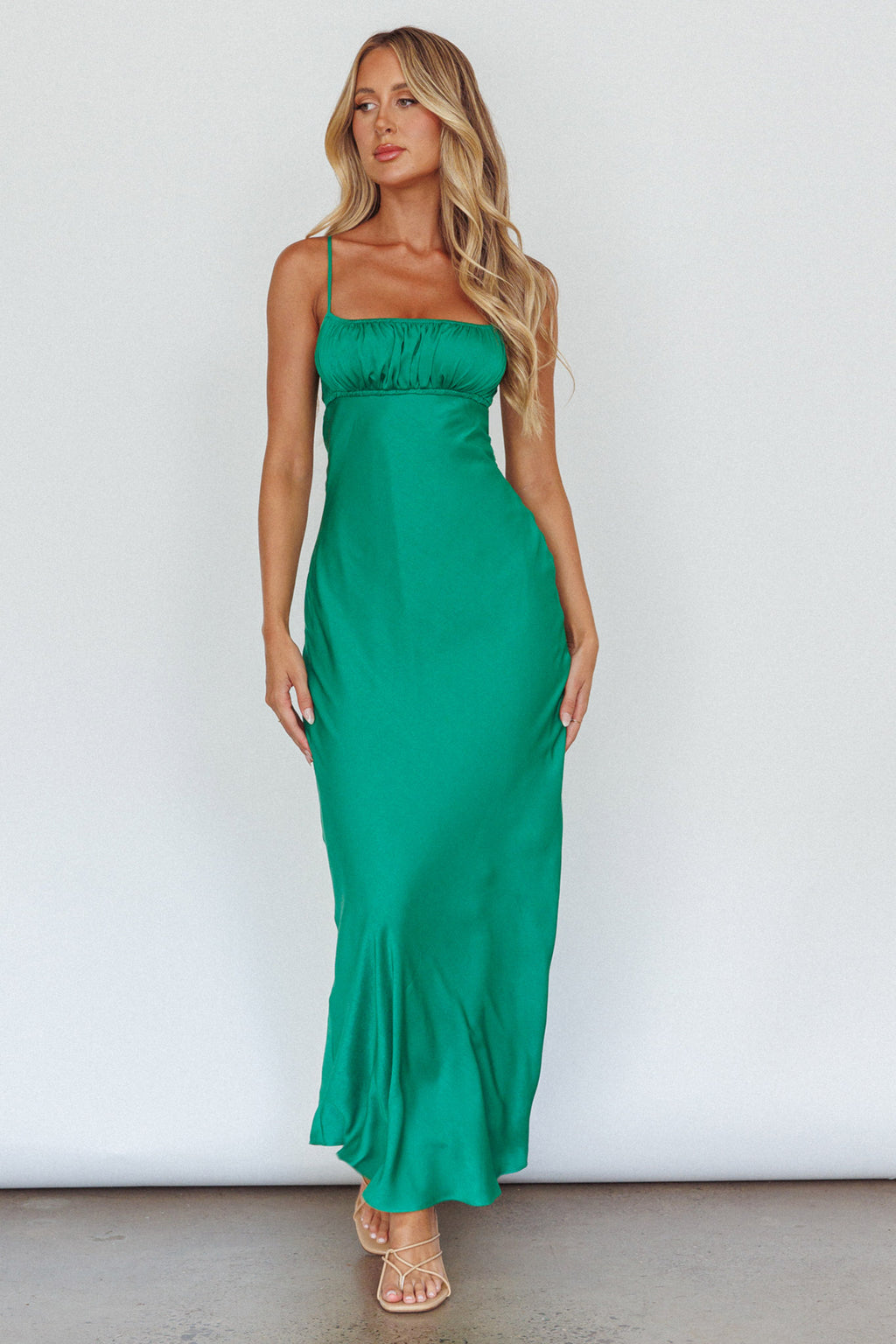 From Above V-Back Midi Dress Forest Green by Selfie Leslie