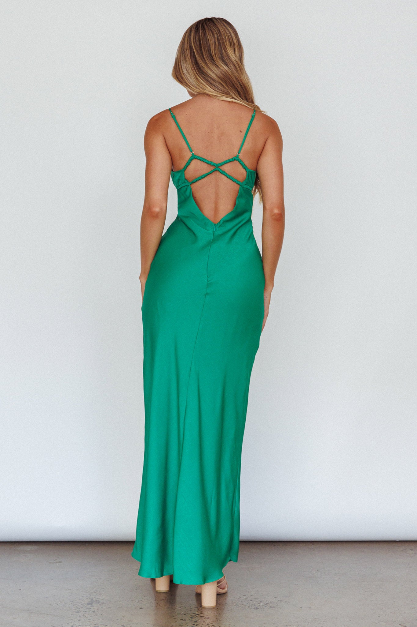 From Above V-Back Midi Dress Forest Green by Selfie Leslie