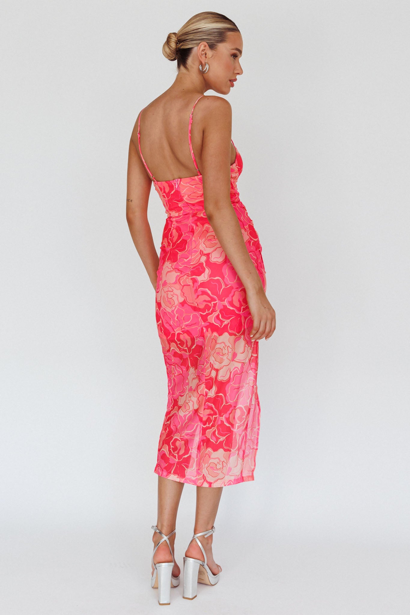 Westwood Split Front Maxi Dress Floral Pink by Selfie Leslie