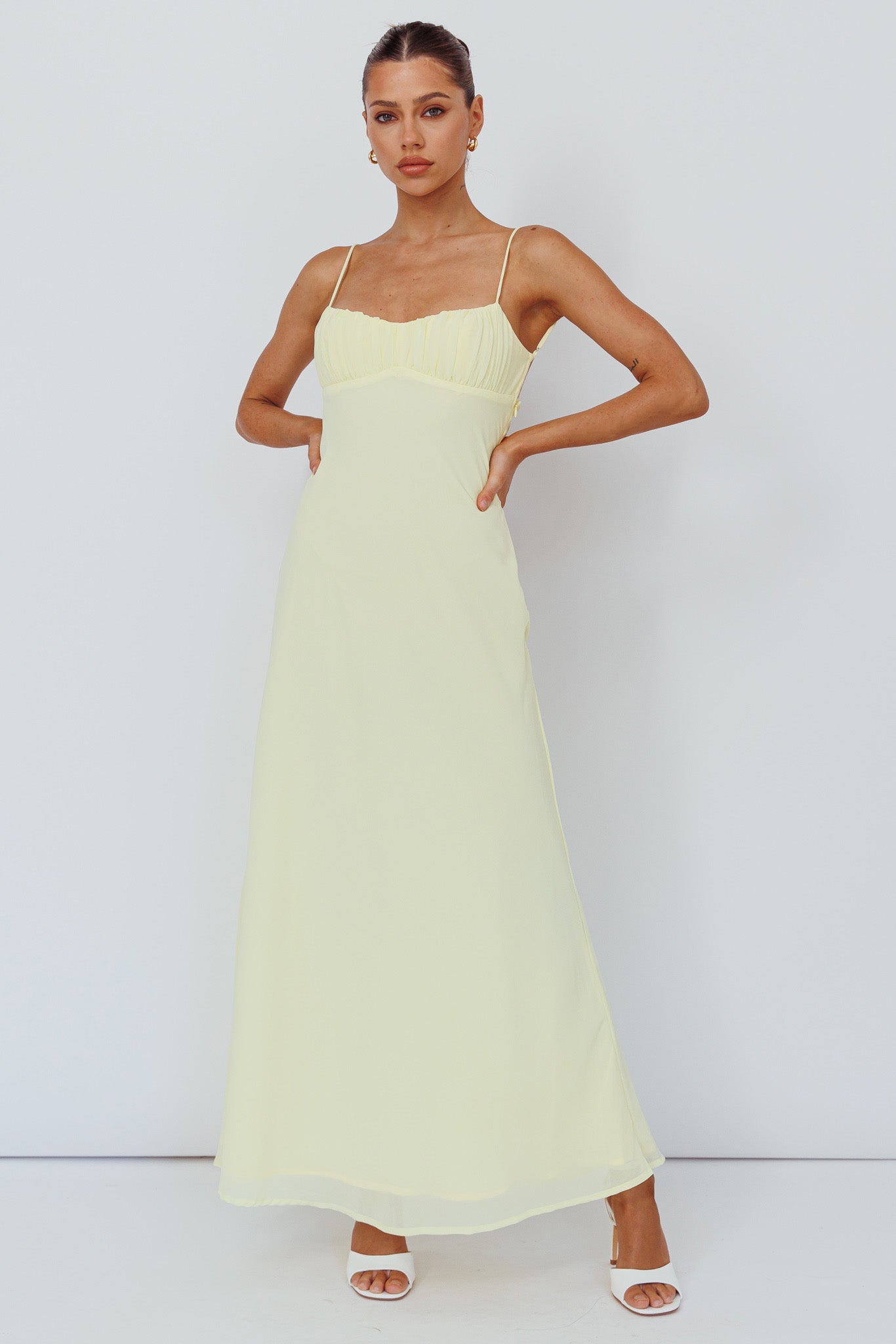 Nerida Twist Back Maxi Dress Lemon by Selfie Leslie