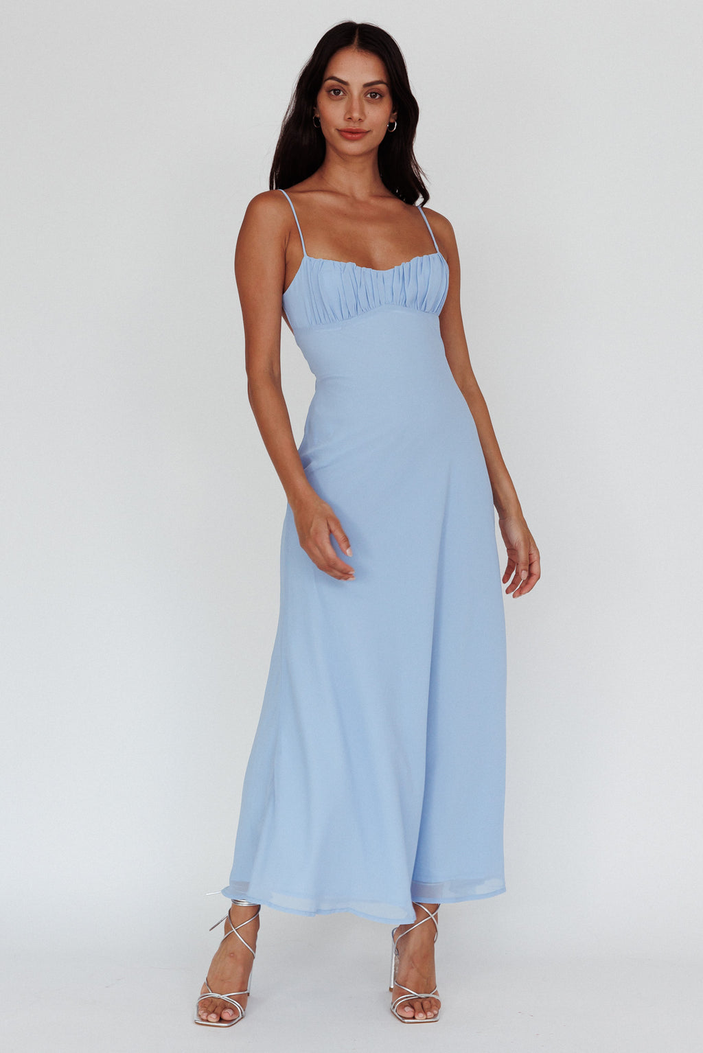 Nerida Twist Back Maxi Dress Steel Blue by Selfie Leslie