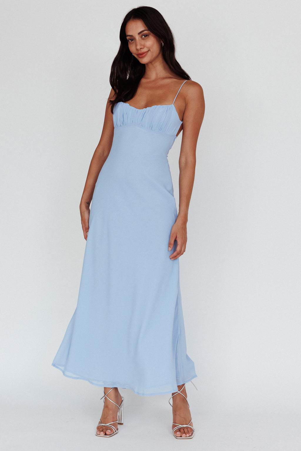 Nerida Twist Back Maxi Dress Steel Blue by Selfie Leslie