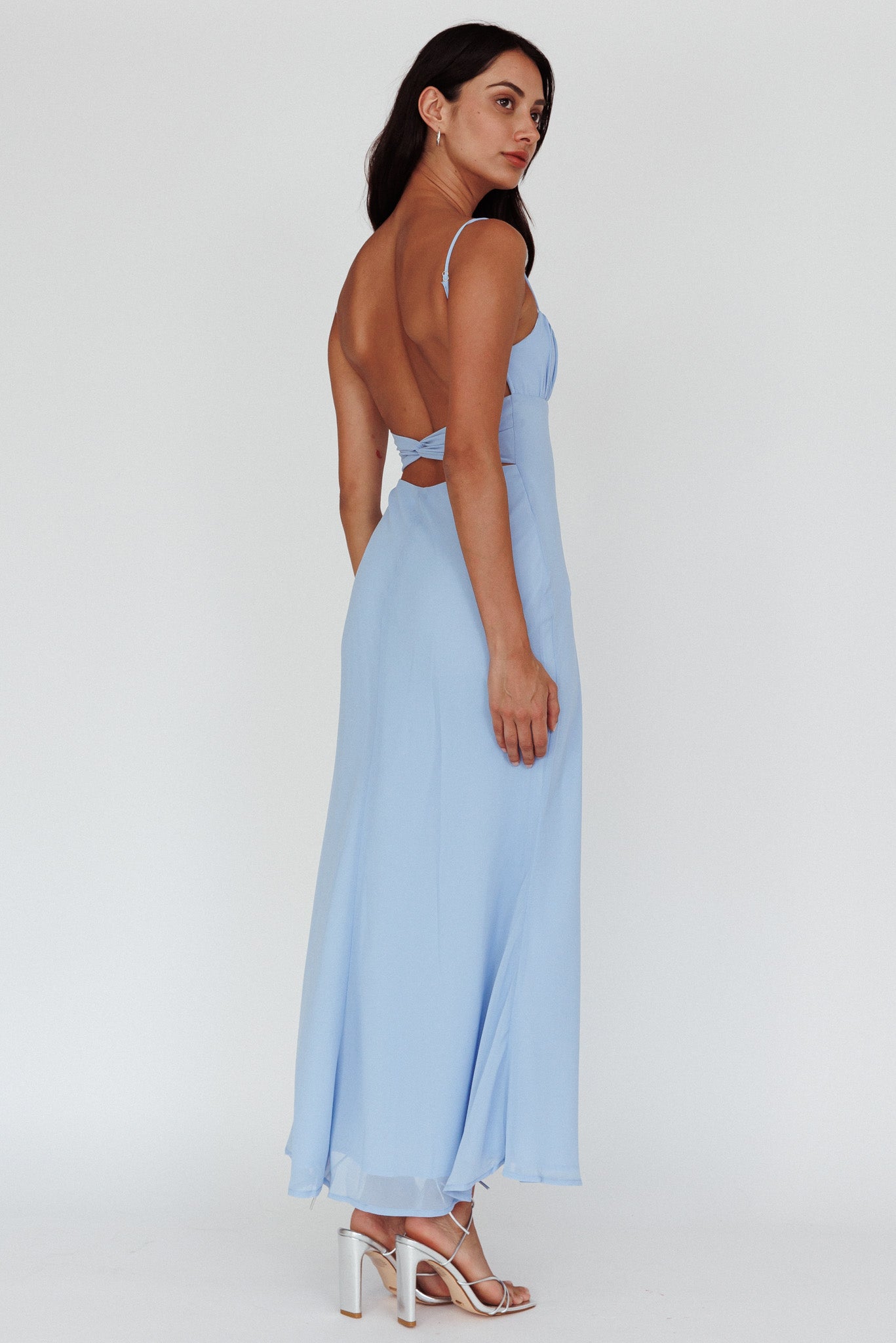 Nerida Twist Back Maxi Dress Steel Blue by Selfie Leslie