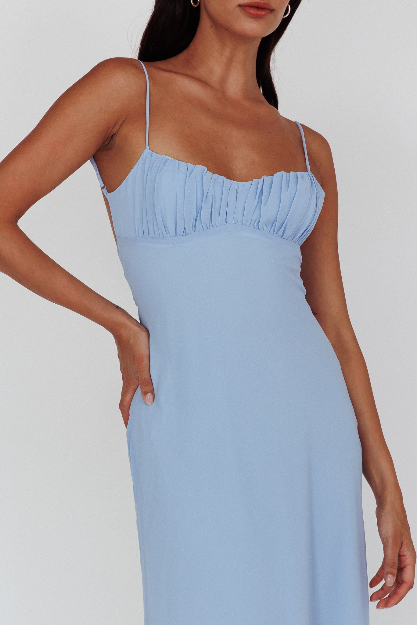 Nerida Twist Back Maxi Dress Steel Blue by Selfie Leslie