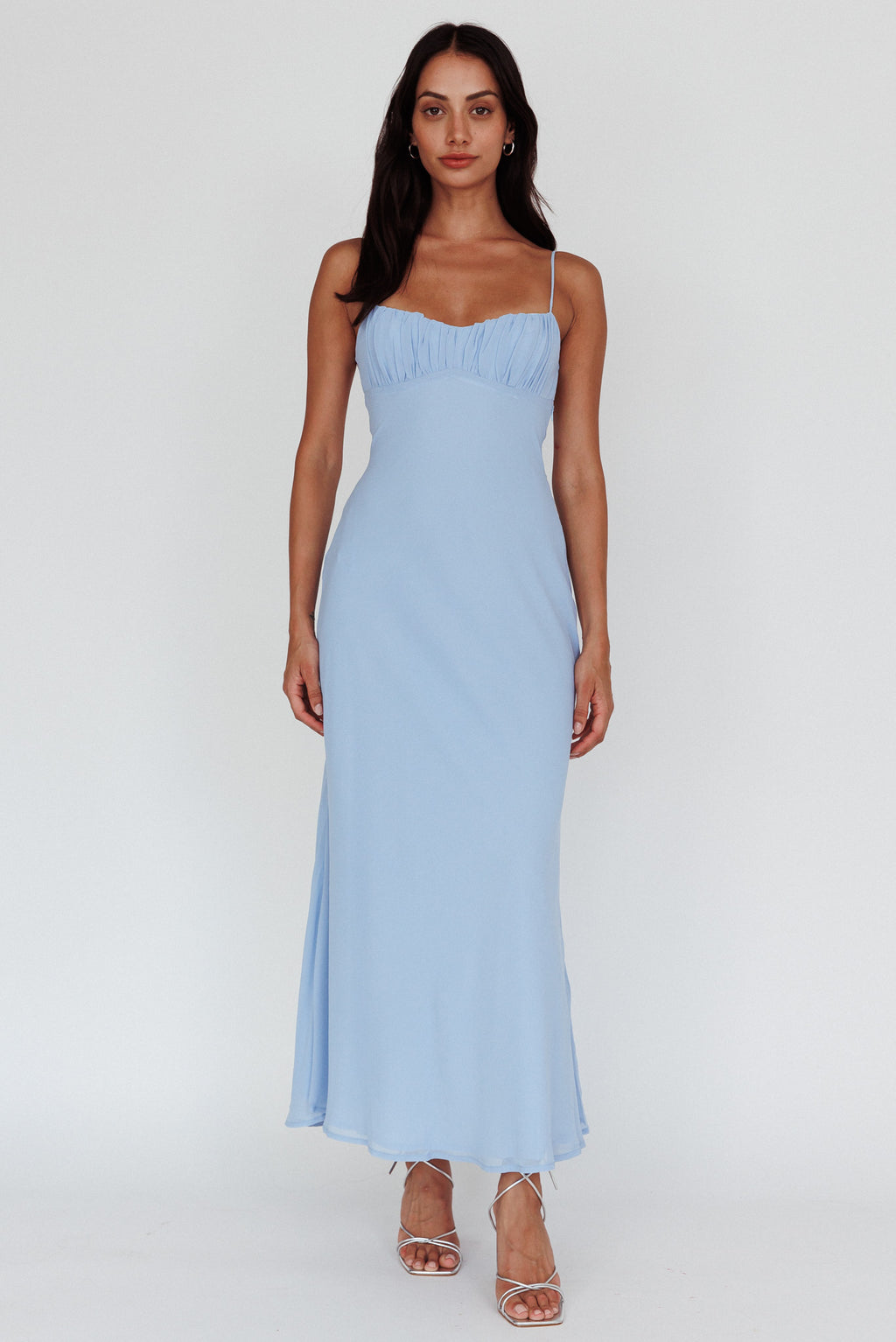 Nerida Twist Back Maxi Dress Steel Blue by Selfie Leslie
