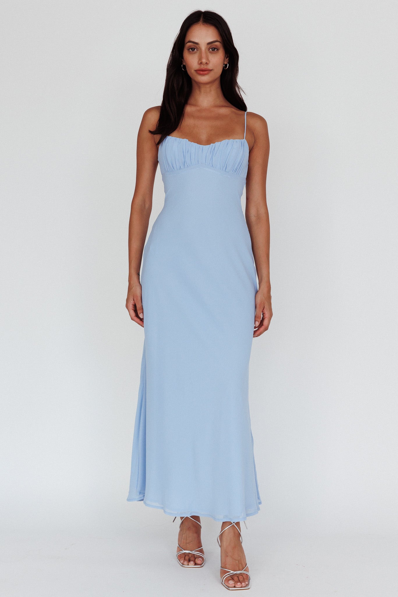 Nerida Twist Back Maxi Dress Steel Blue by Selfie Leslie