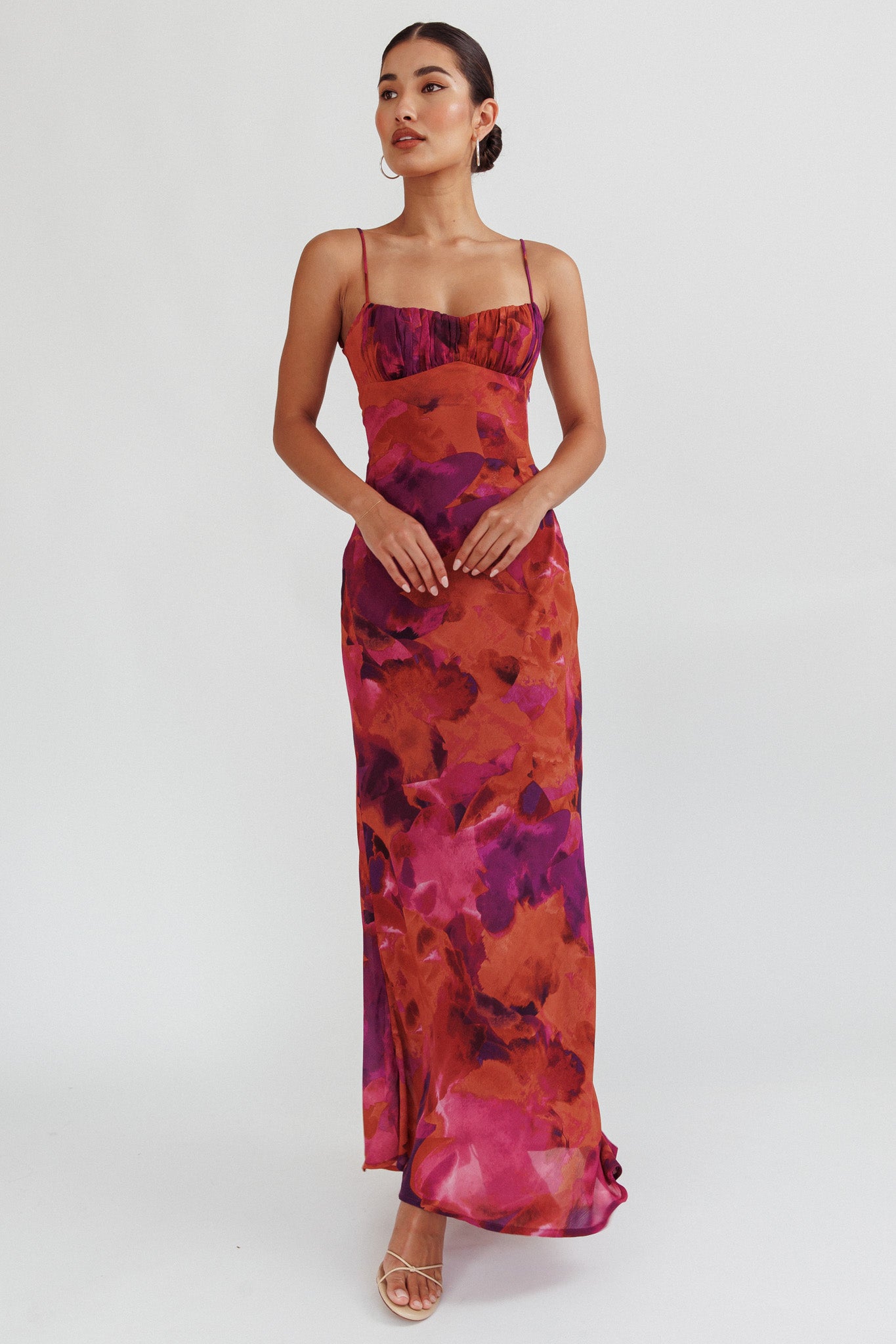 nerida low back twist maxi dress Dark Rose 24.5 Hips Zara + LONG RUFFLED Size:5 US Men (4 AU/UK) black-friday-inventory