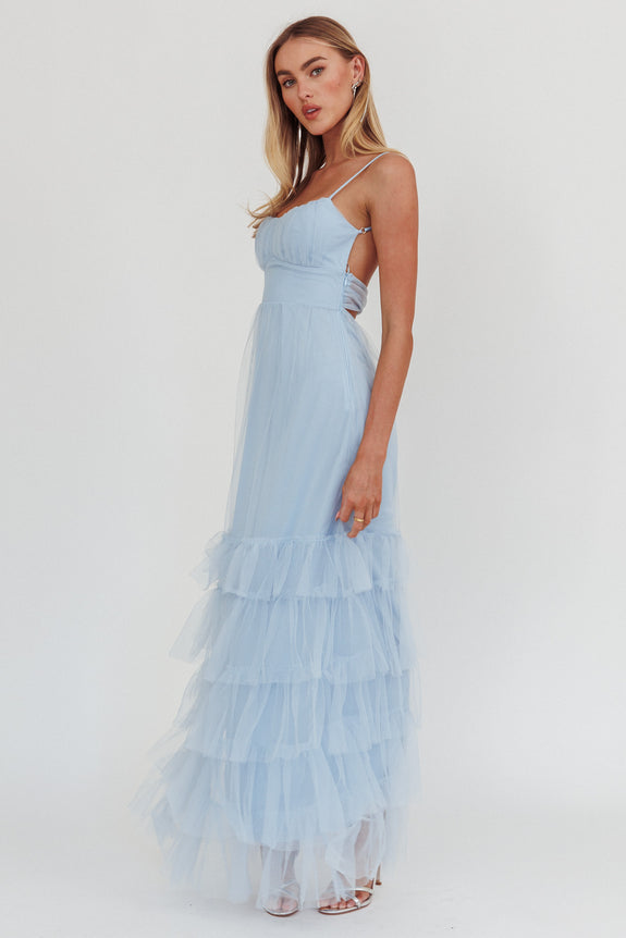 Nerida Low Back Twist Maxi Dress Lily Blue