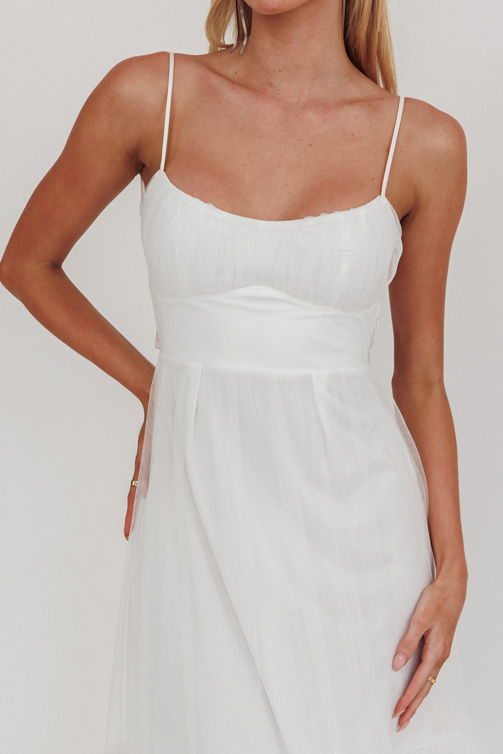 nerida low back twist maxi dress dark rose Nerida Twist Back Frill Trim Mesh Maxi Dress White L