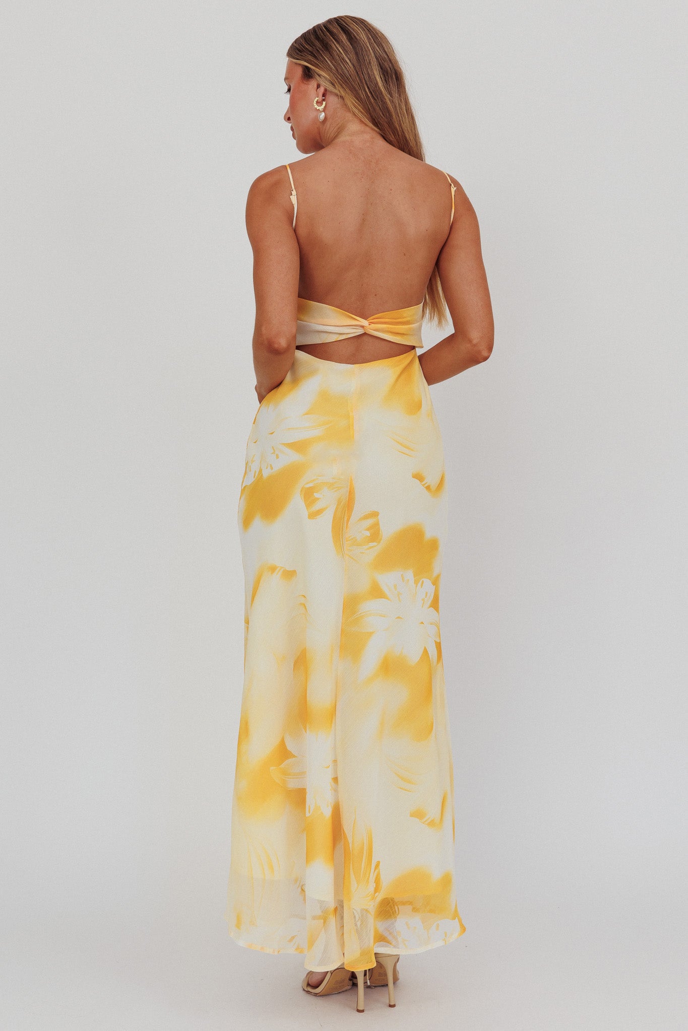 Nerida Low Back Twist Maxi Dress Lily Yellow by Selfie Leslie