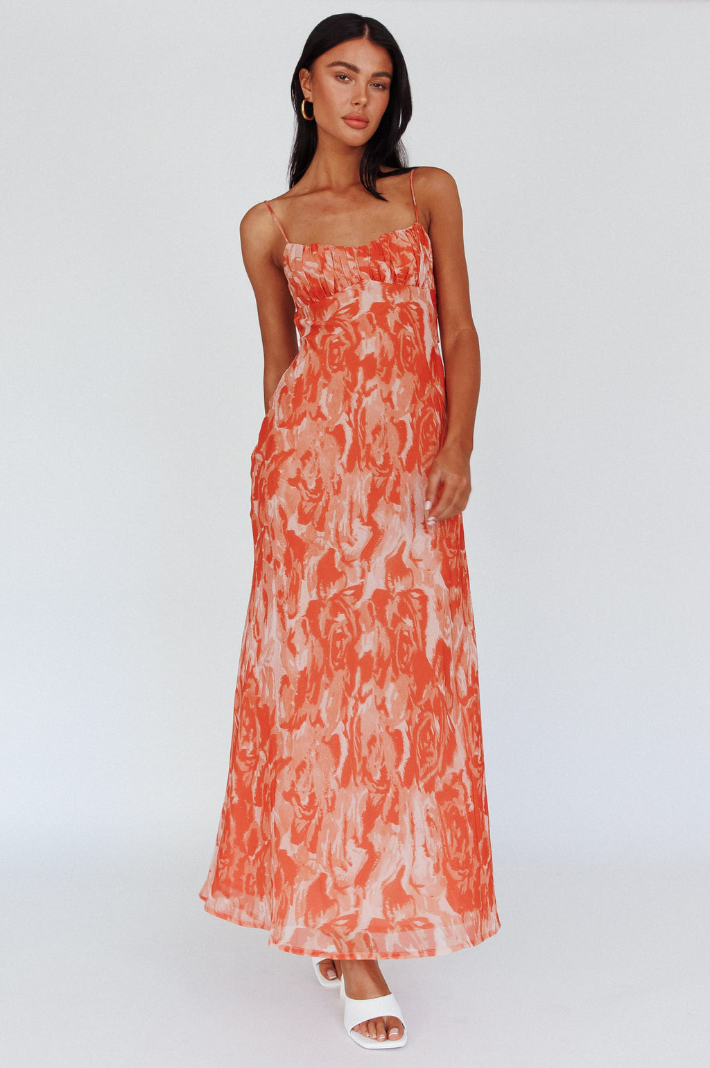 Nerida Twist Back Maxi Dress Swirl Orange by Selfie Leslie