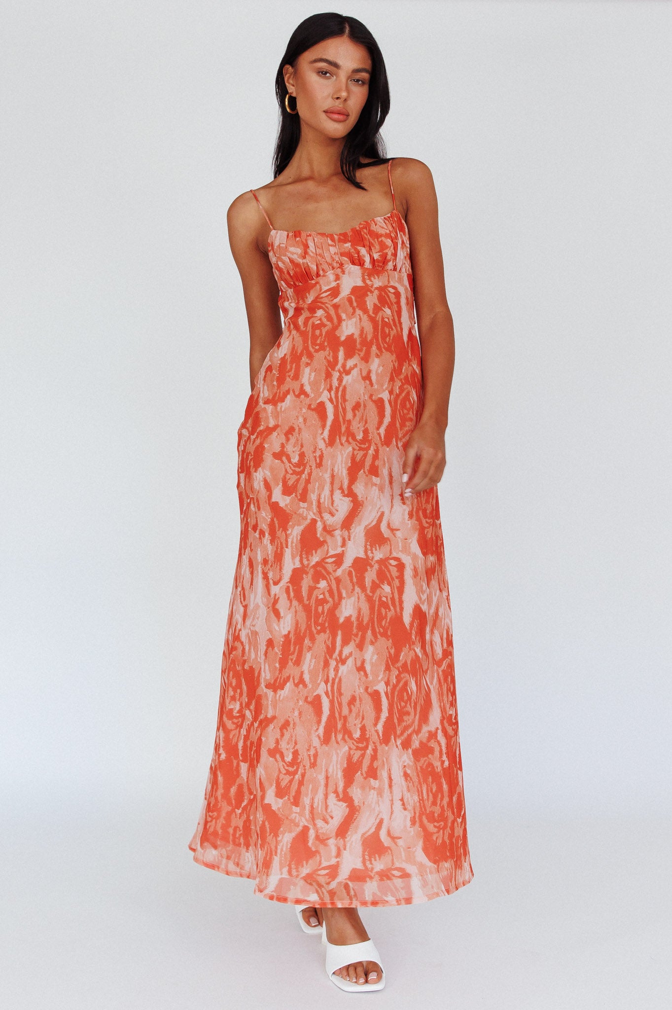 Nerida Twist Back Maxi Dress Swirl Orange by Selfie Leslie