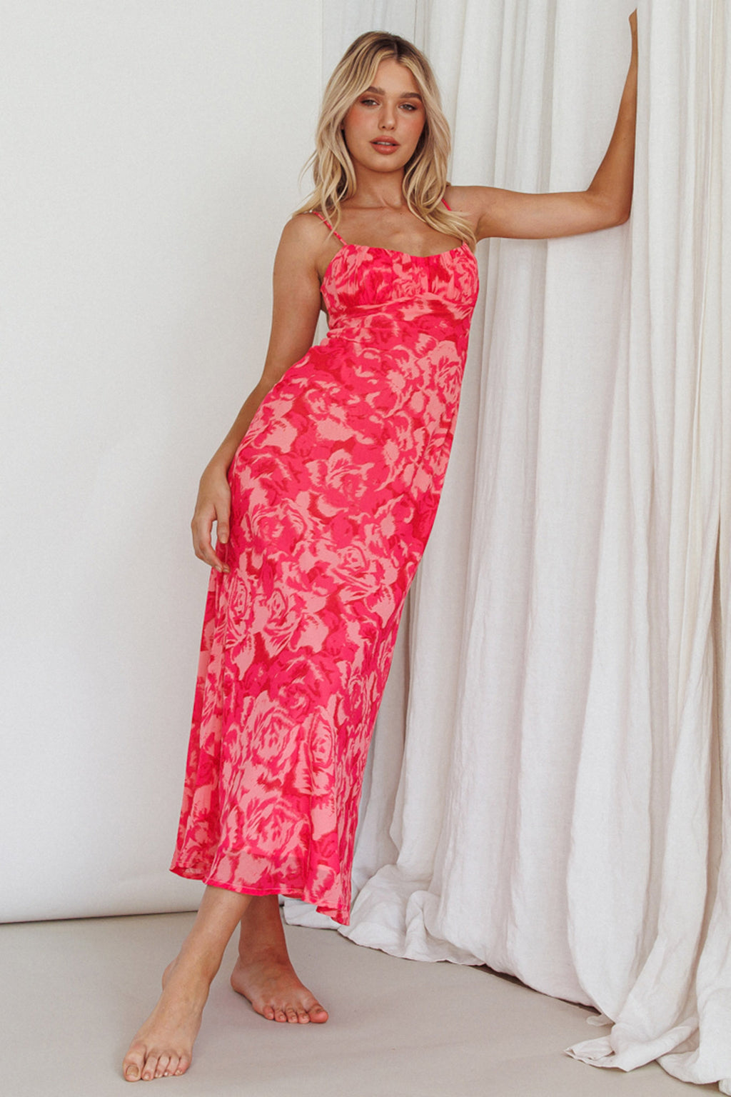 Nerida Twist Back Maxi Dress Swirl Pink by Selfie Leslie
