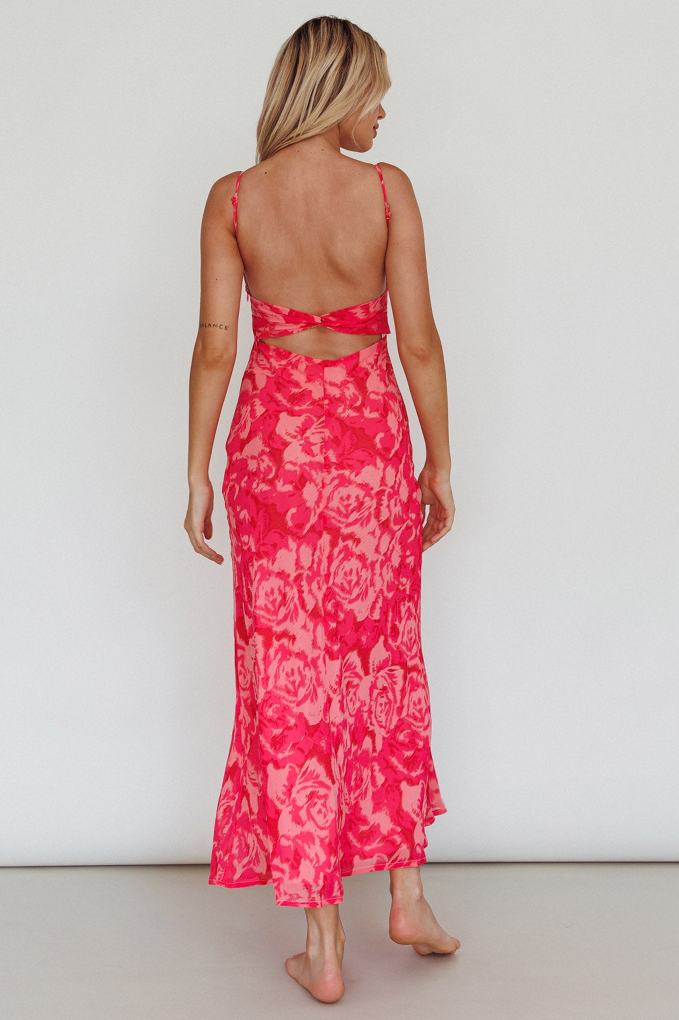 Nerida Twist Back Maxi Dress Swirl Pink by Selfie Leslie