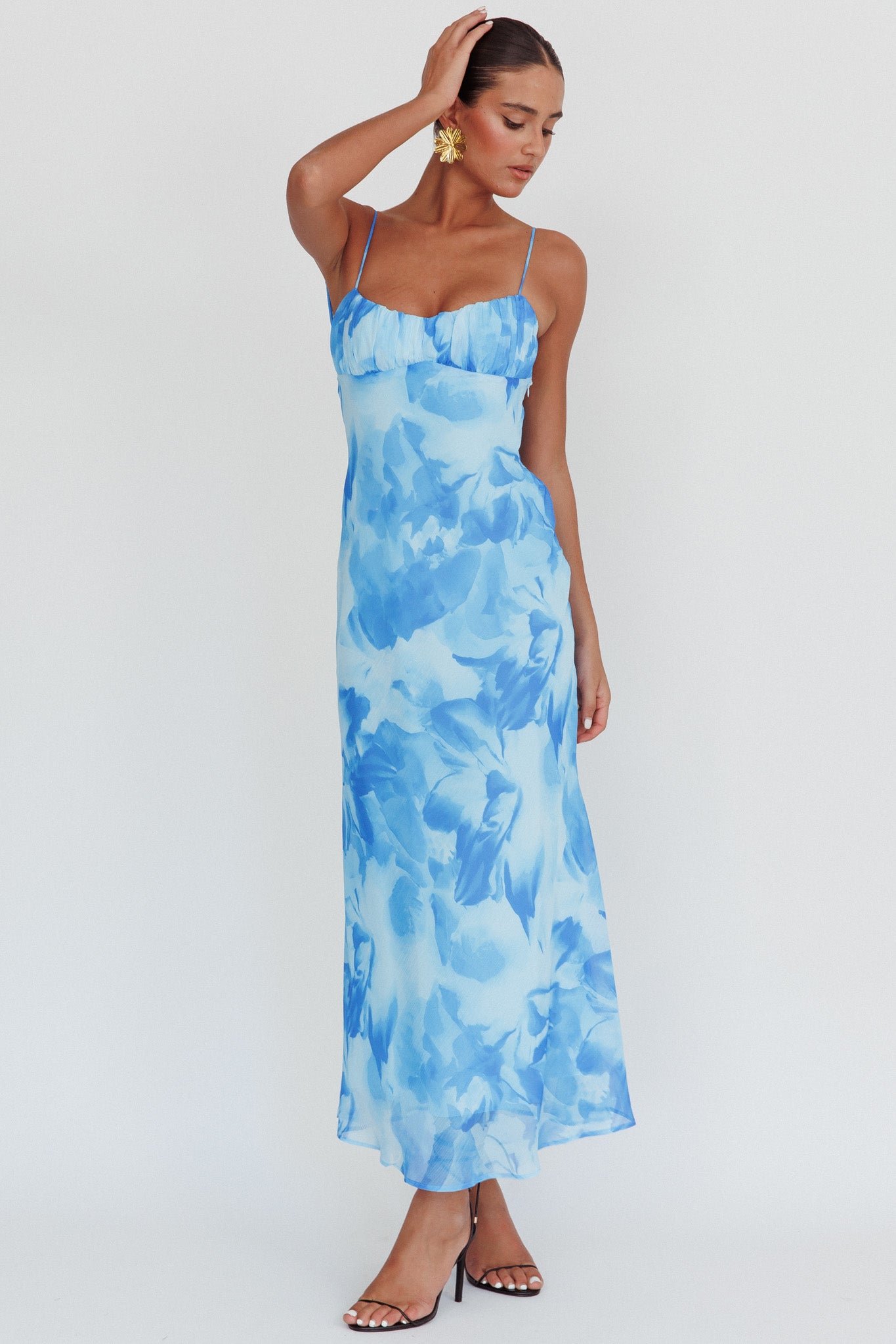 Nerida Low Back Twist Maxi Dress Blue | Selfie Leslie