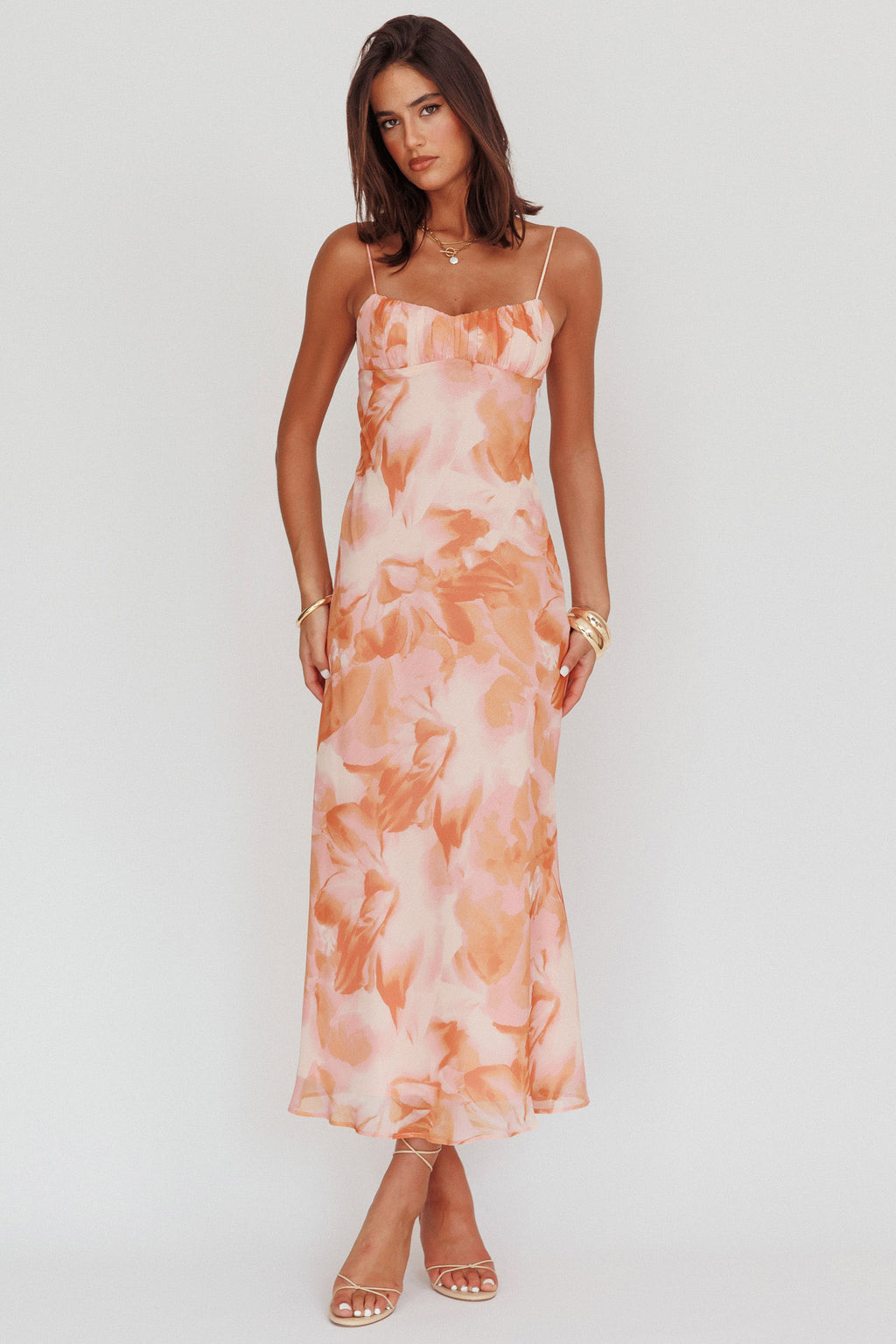 pink and orange twist dress One Shoulder Twist Strap Detail Mini Bodycon Dress In Orange Floral Print Slinky | EGO US