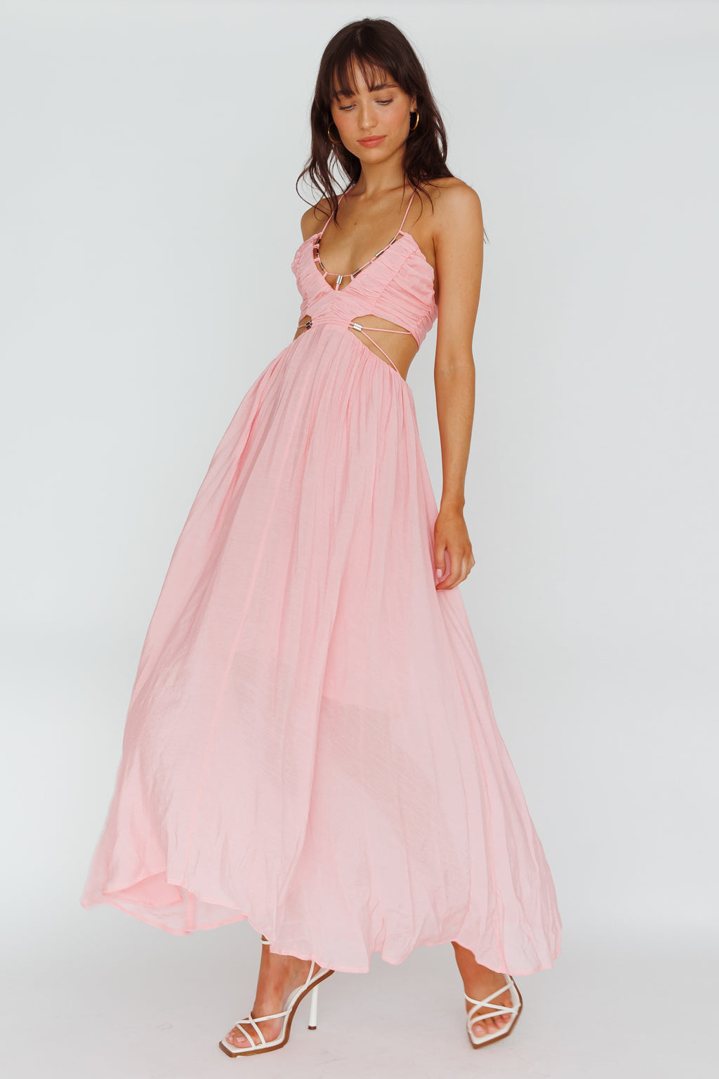 Tenyl Open Back Strappy Midi Dress Blush by Selfie Leslie